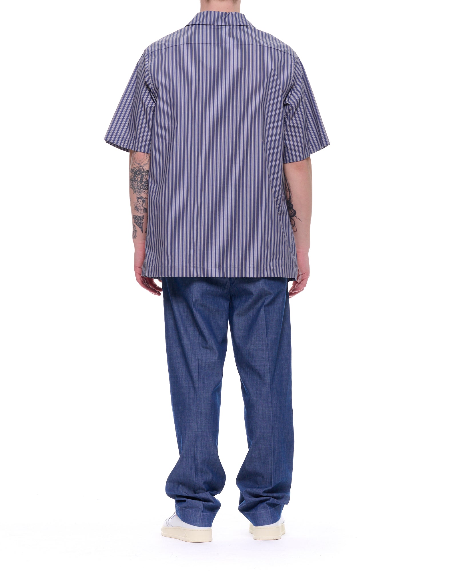 Surchemise Hevò Novoli Chemise en coton rayé bleu marine 080 NOVOLI CQ1 L720 4013