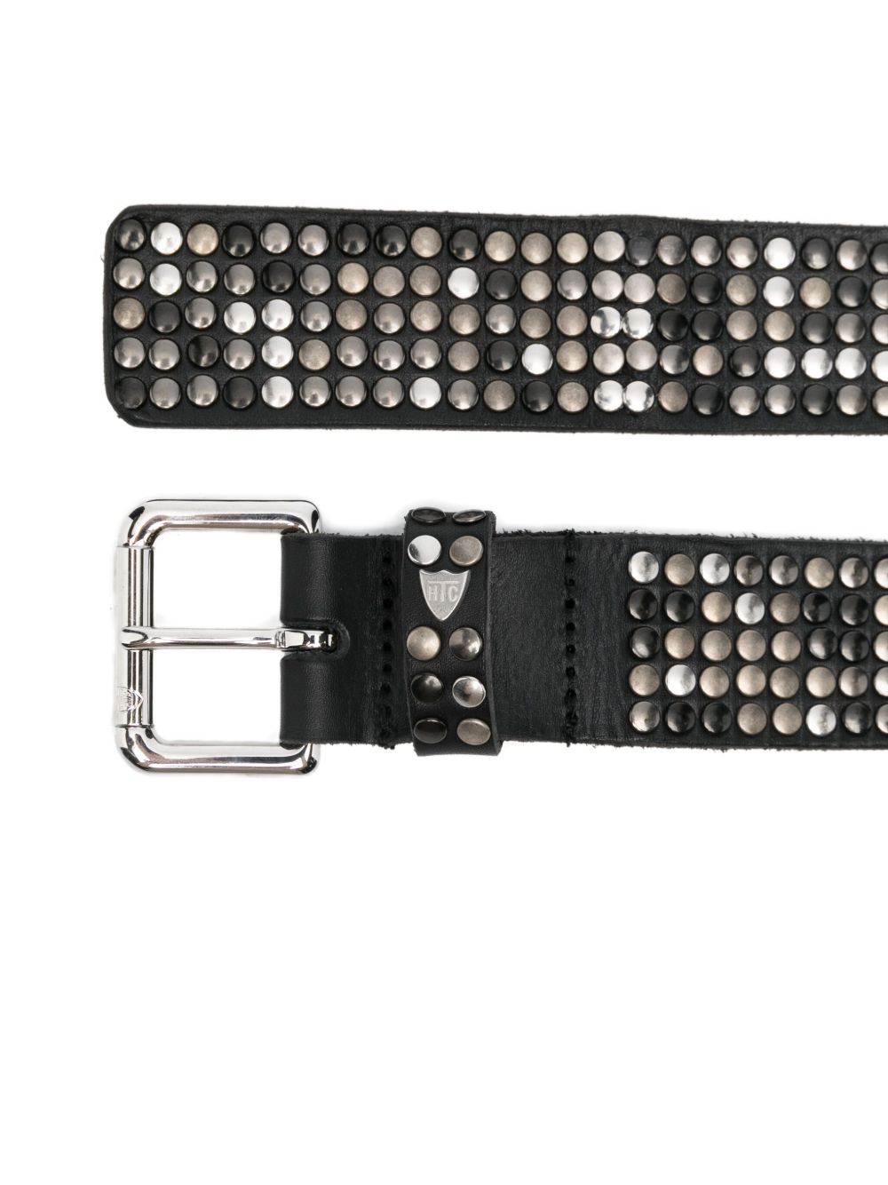 HTC Los Angeles 5.000 Studs Leather Belt – Black Studded Belt - Clear Buckle 25WHTCI038