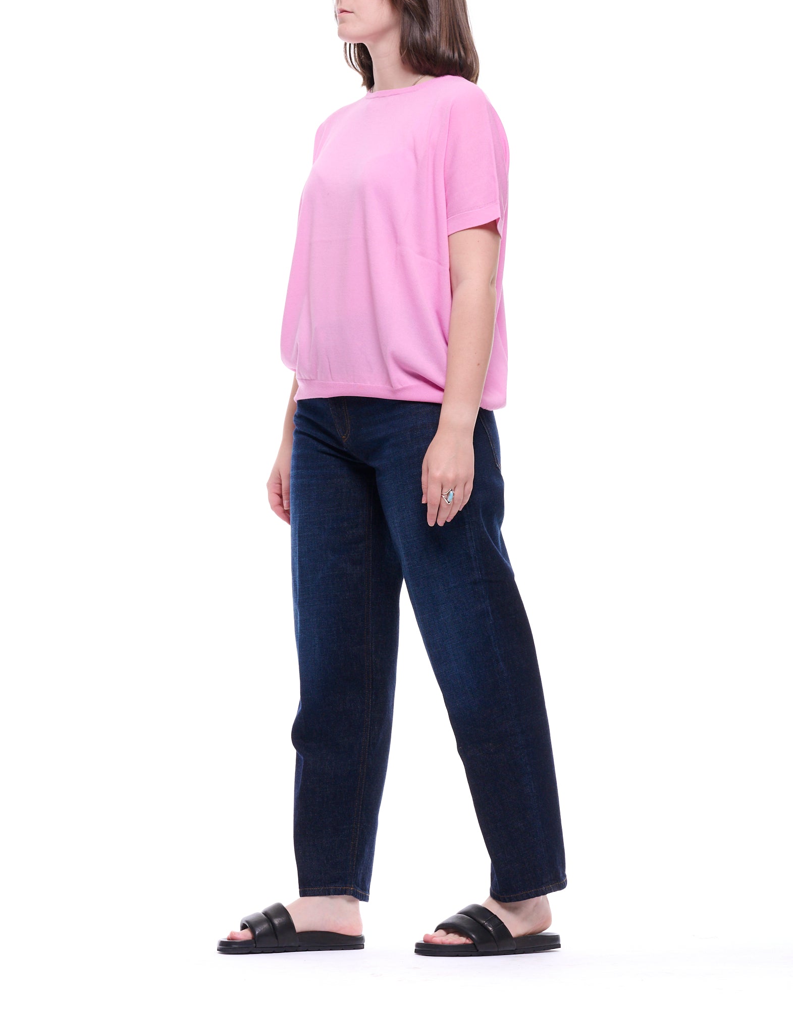 Aragona Women’s Prism Pink Cotton Knit T-Shirt D3324TF 809 PRISM PINK