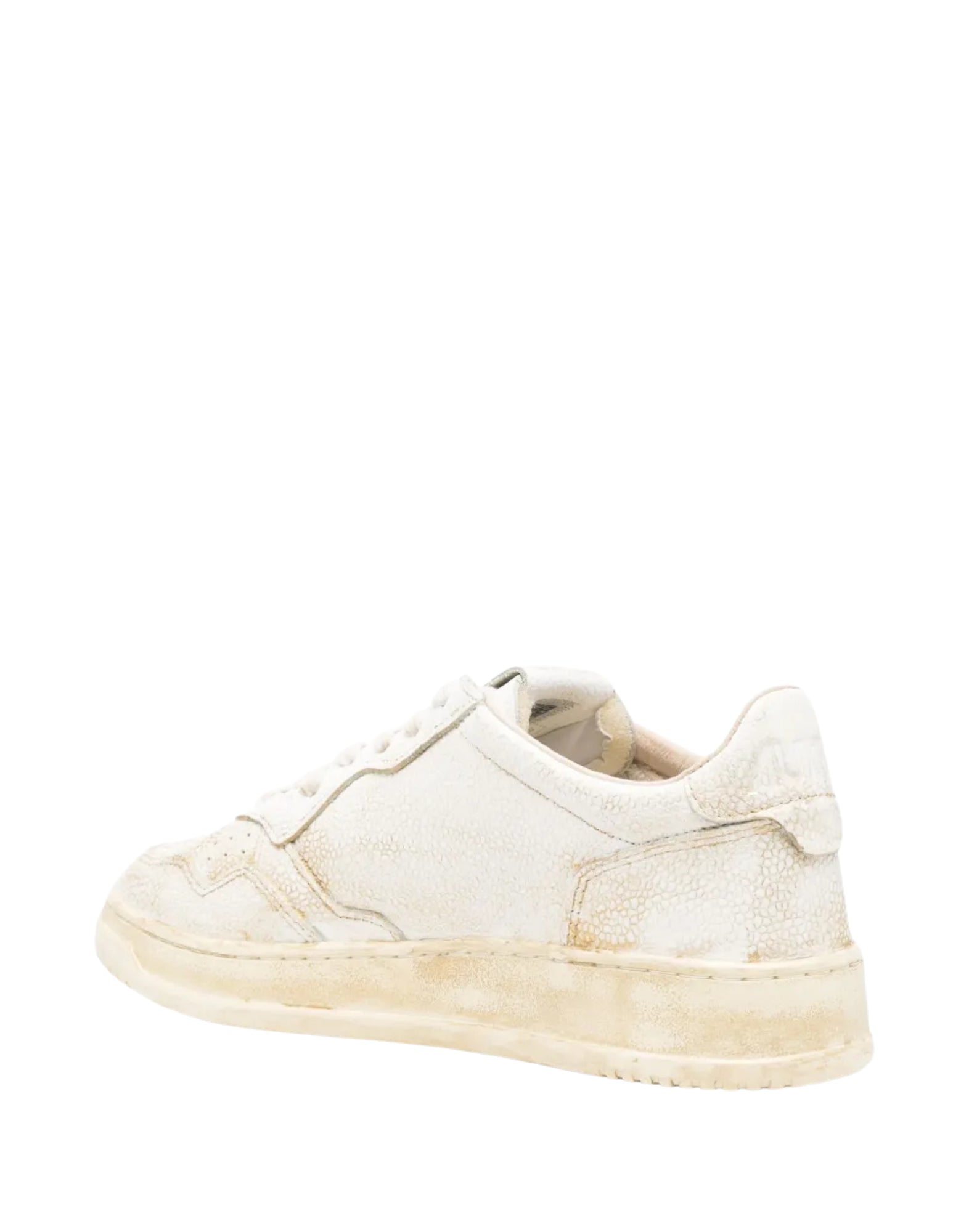 Autry Super Vintage Low Men’s Sneakers in White Leather with Platinum Details AVLM SV07 SUPVINT LEAT/WHITE  LOW