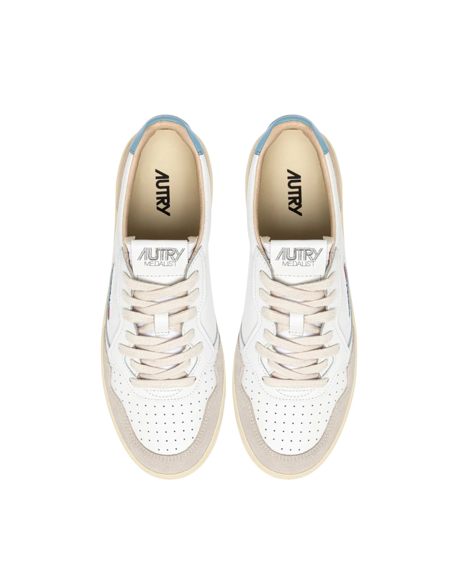 Autry Medalist Low Men’s Sneakers in Suede and White Leather Forget Me Not AULM LS12 WHT/FORGET MEDALIST