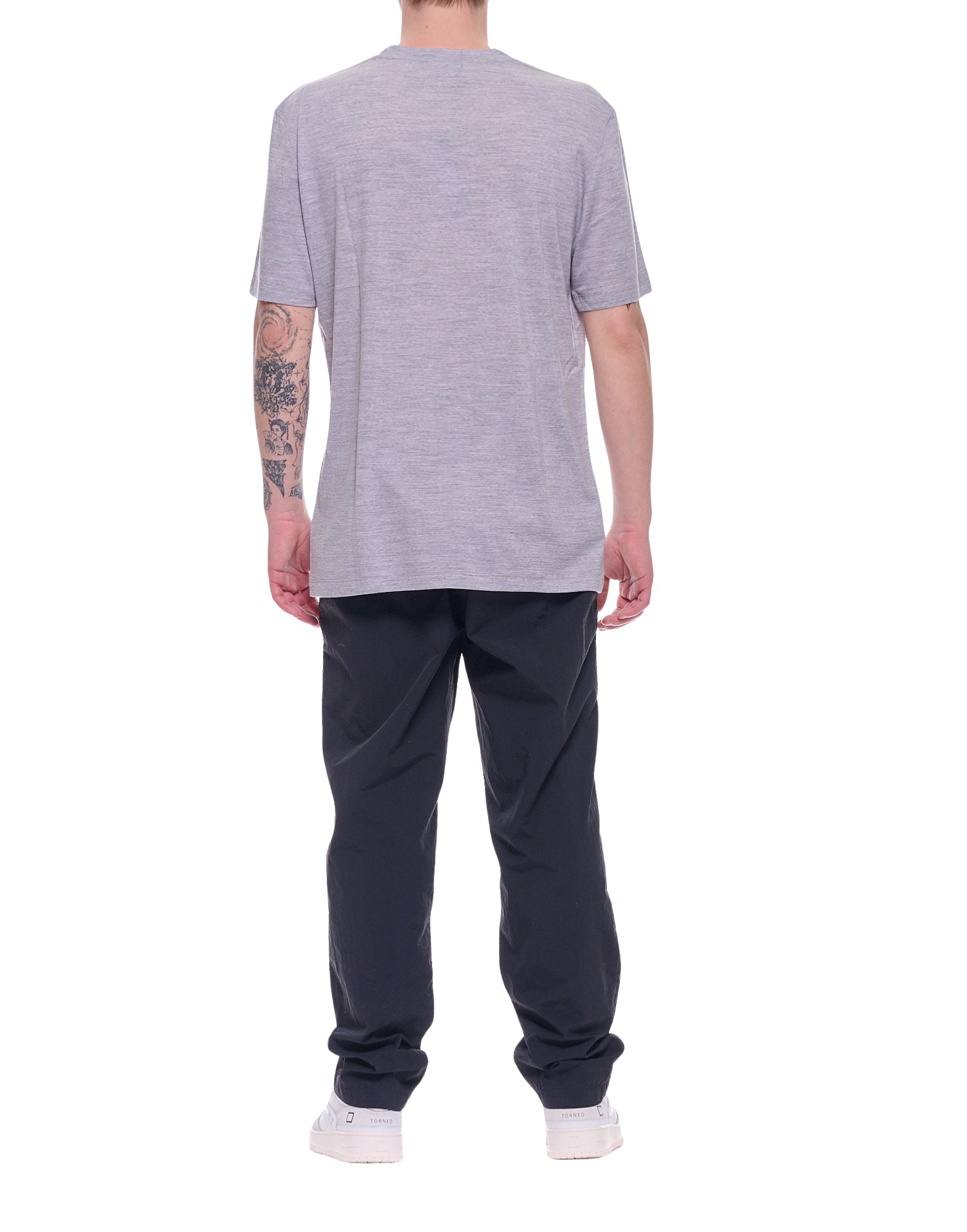 Albeni 1905 Men’s Virgin Wool T-Shirt Grey Melange AUT-25 086 GREY WOOL T-SHRT