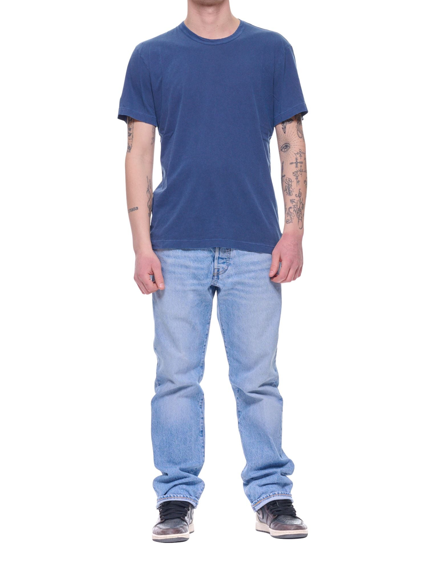 James Perse Herr Lake Blue T-shirt i bomull med rund hals MLJ3311 LKEP PIGMENT