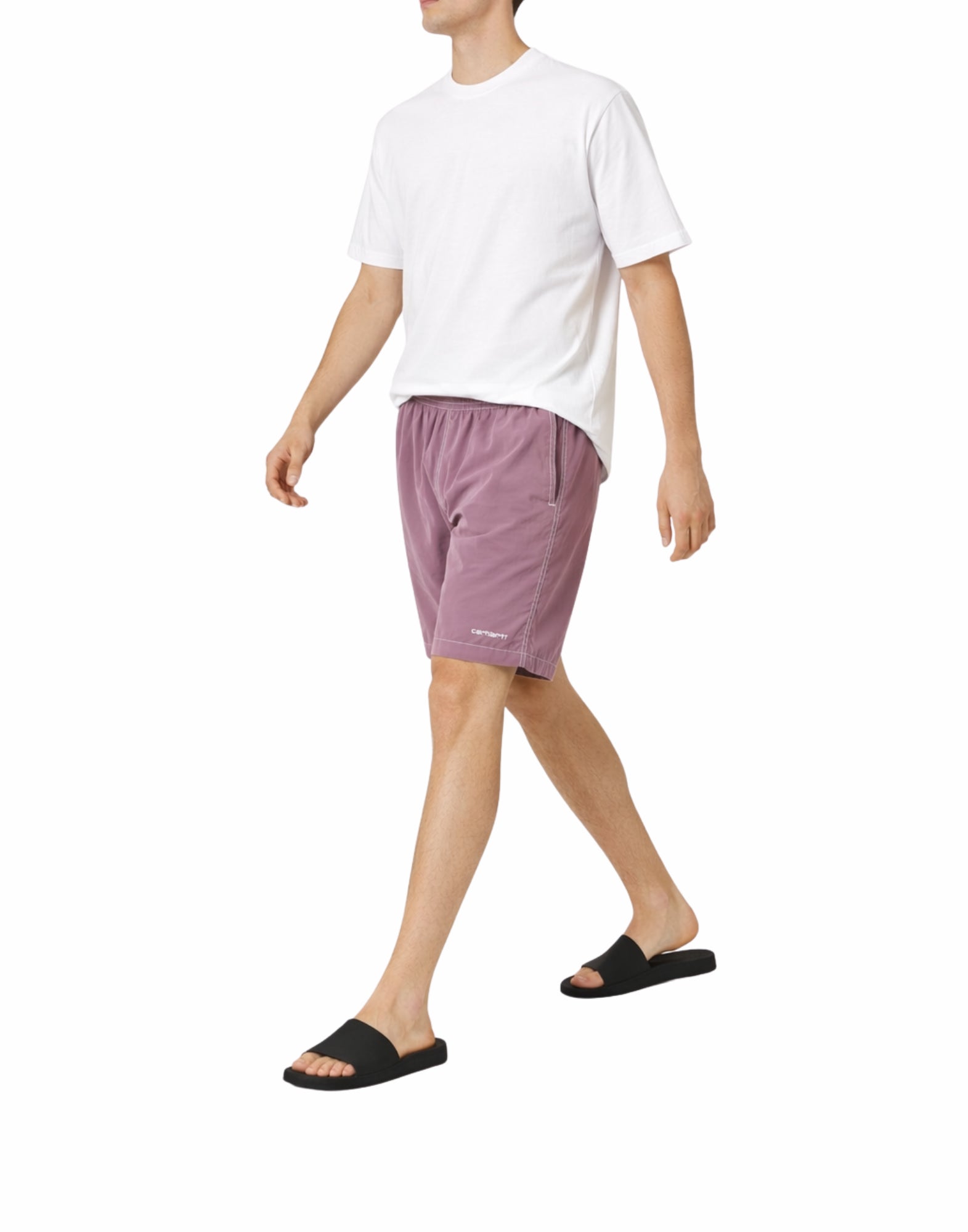 Carhartt WIP Canby Swim Trunks – Water-Repellent Nylon Swim Shorts Gentle Purple/White Man I034570 3N7XX