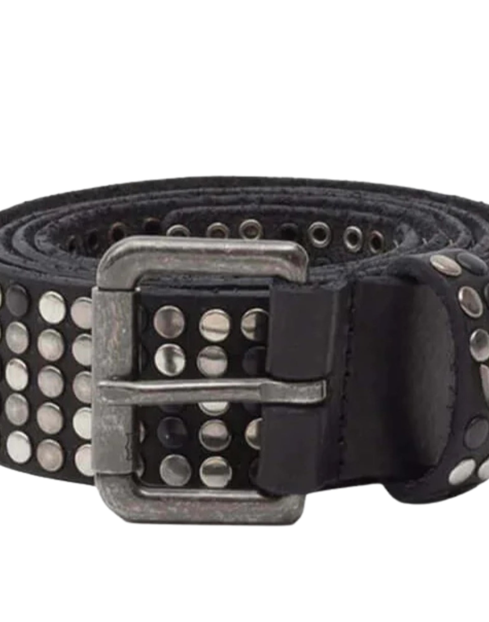 HTC Los Angeles 5.000 Studs Leather Belt – Black Studded Belt - Dark Buckle 25SHTCI038