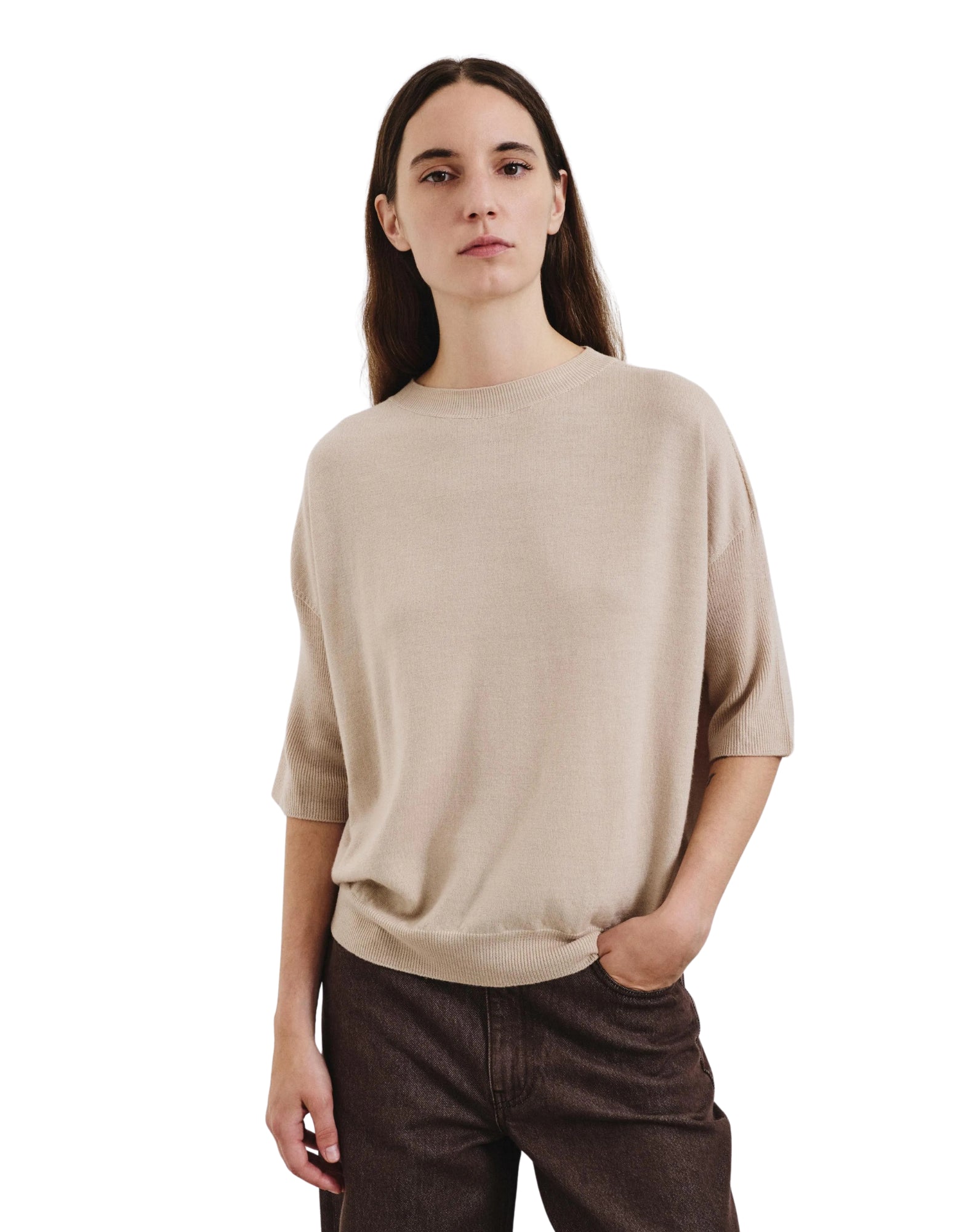 Knit T-shirt Sand