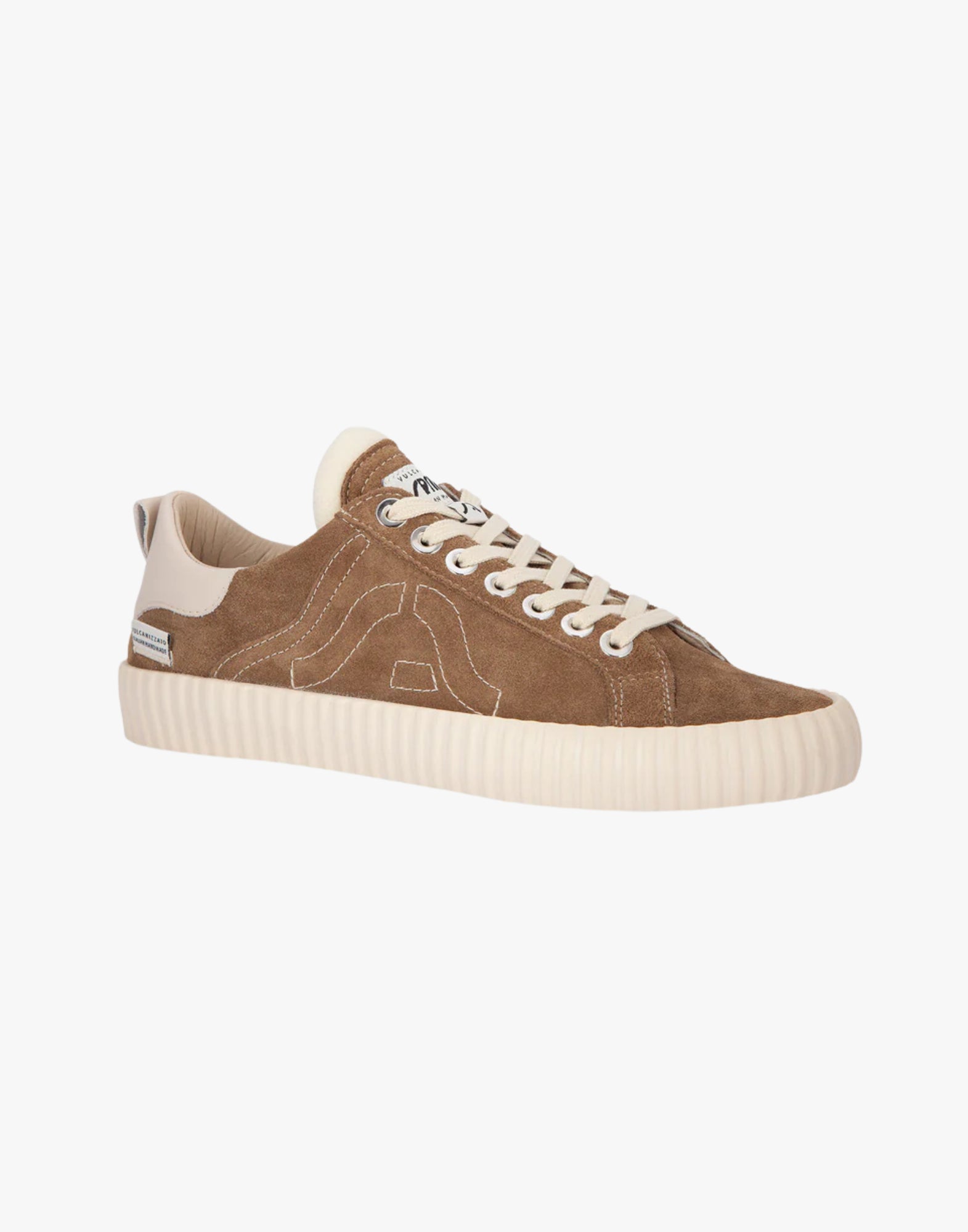 Springa Wavy Suede Taupe Sneakers in Suede with Stitched Logo WLI SU TEXA1EY TAUPE