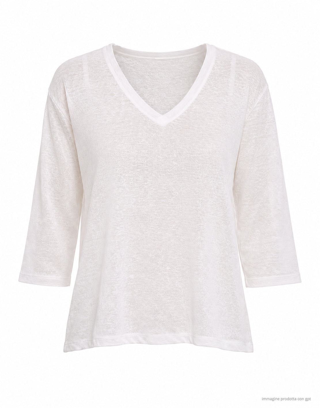 Aragona White Linen V-Neck Top D3370TO 110 WHITE