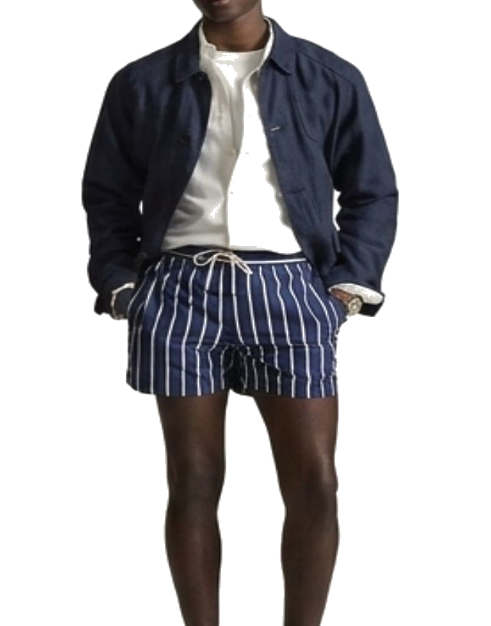SLFTRAVELER Mid Trunk Navy vertical wide stripe