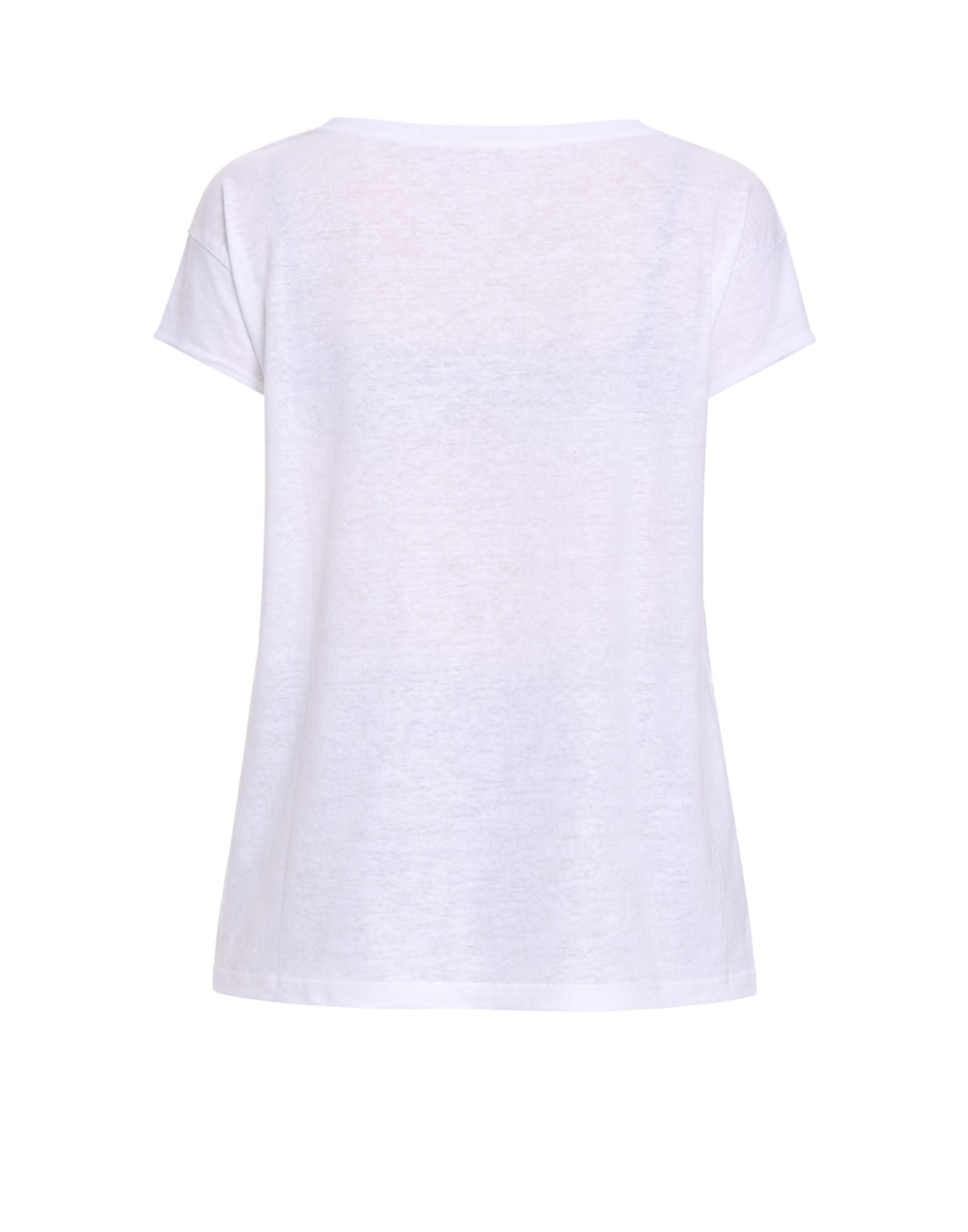 Hira Damen-T-Shirt aus Leinen, Weiß, hergestellt in Italien, W103 001