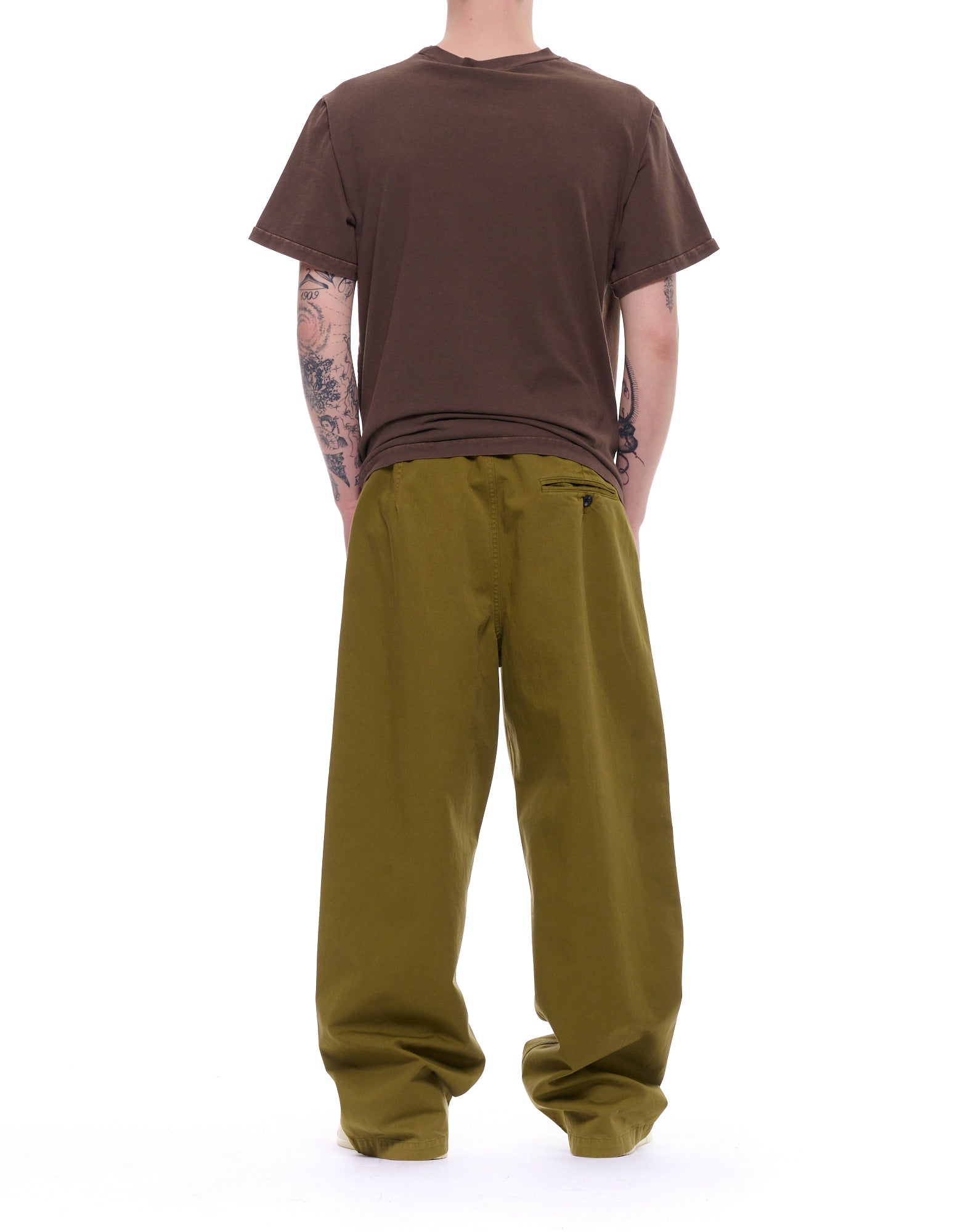 Cellar Door Pantalon réplique vintage surdimensionné Sasha en coton lavé unisexe 910550 F126 72 VERT