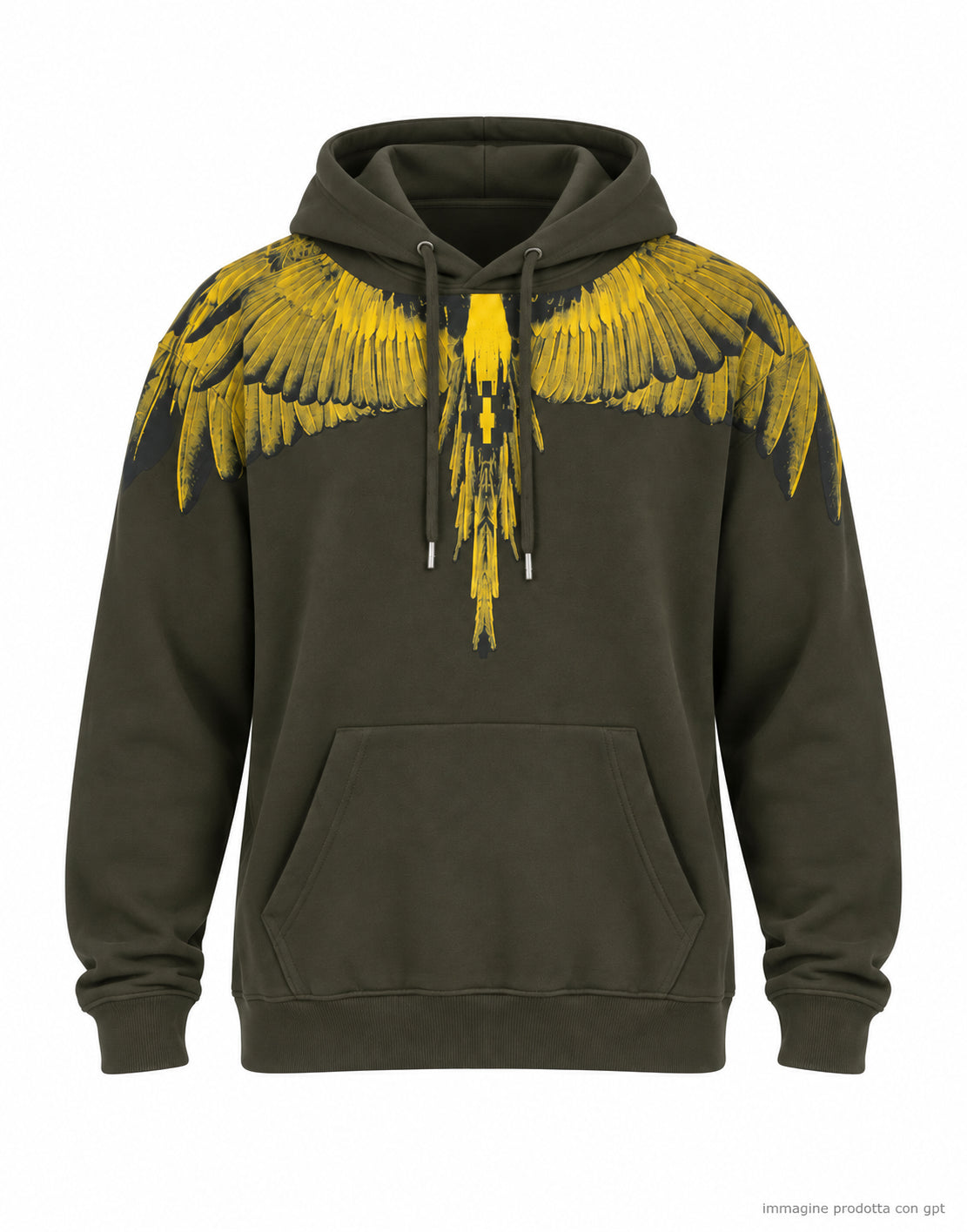 Hoodie Man Military green/Yellow bird