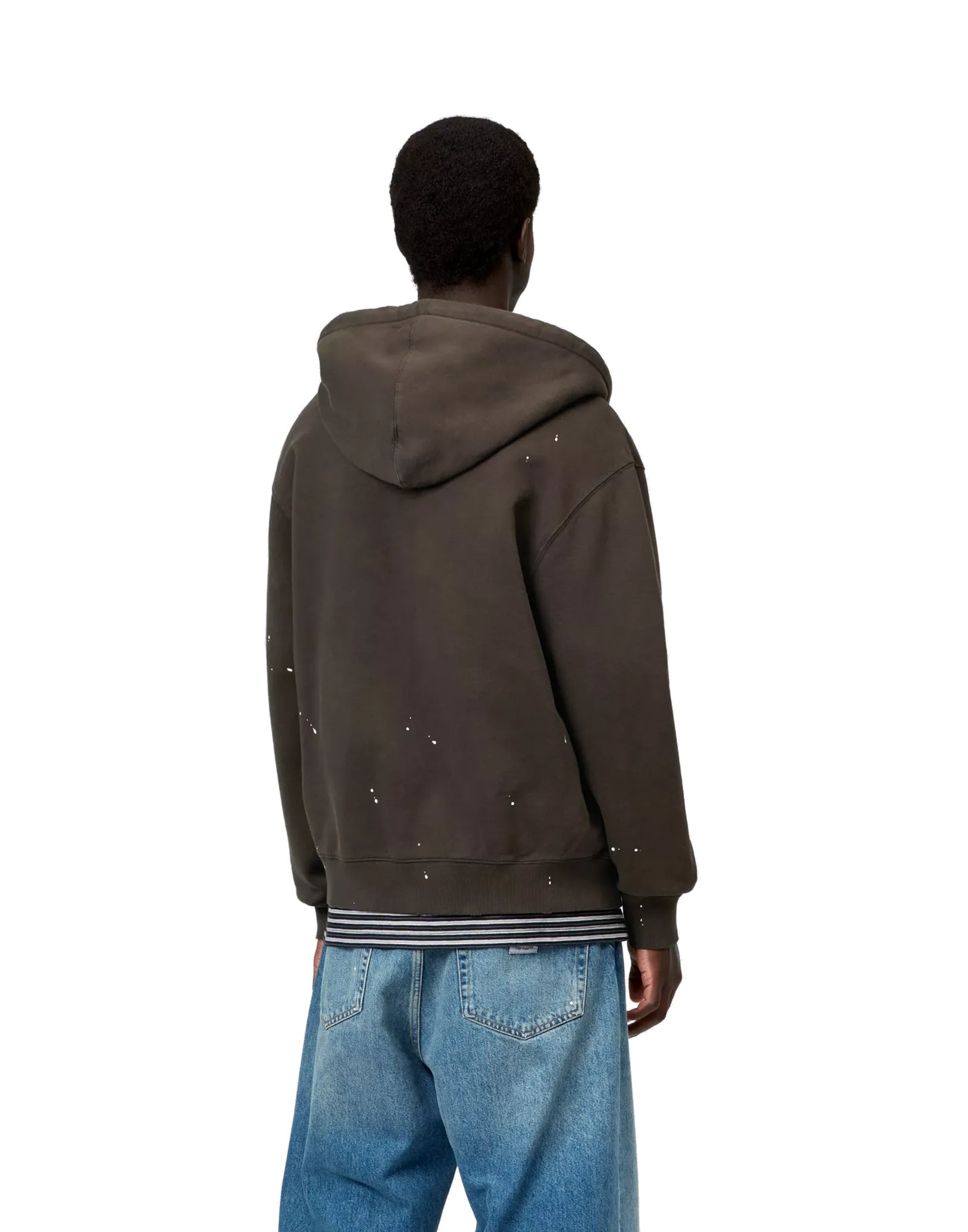 Hooded Painter Jacket Cotton Sweat, Tobacco destroy wash, splatter