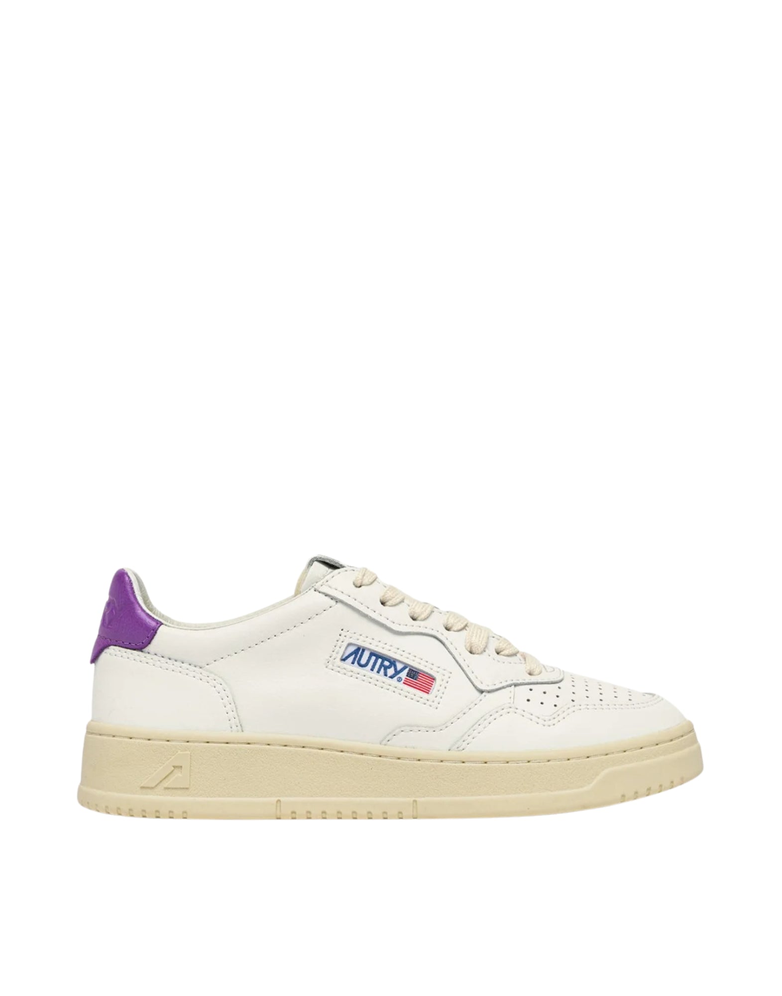 Autry Baskets basses pour femmes Medalist en cuir blanc et Dewberry AULW LL08 WHT/BERRY MEDALIST