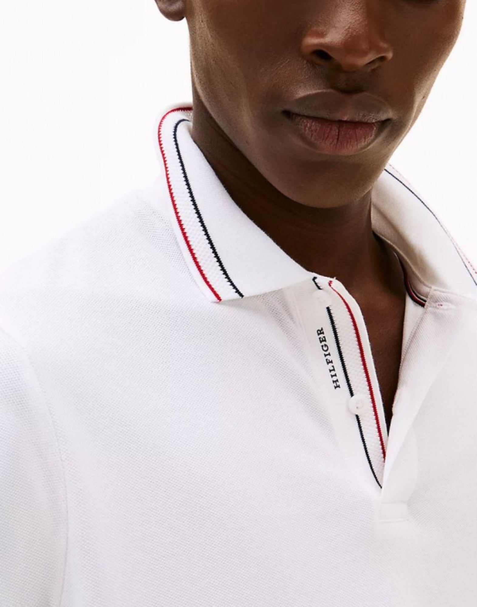 Polo uomo MW0MW38459 YBR PLACKET POLO WHITE TOMMY HILFIGER