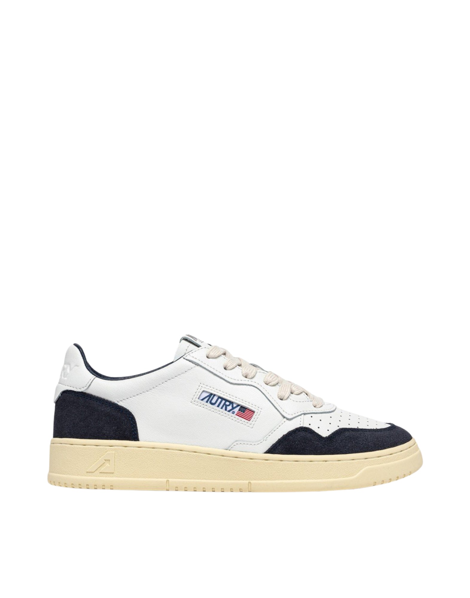 Autry Baskets basses pour hommes en cuir blanc et daim Oceano AULM FT07 WHT/OCEAN MEDALIST