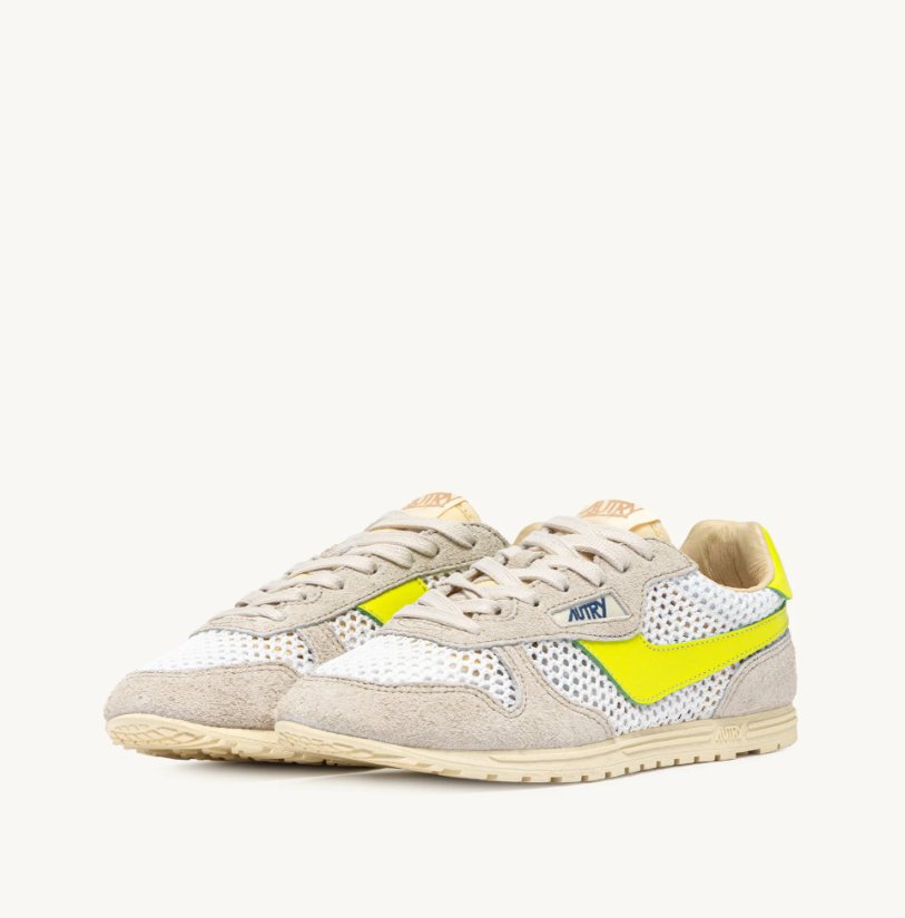 Autry Windspin Women’s Sneakers in Mesh and Leather White Sand and Evening Primrose WSLW KD02 WINDSPIN LOW