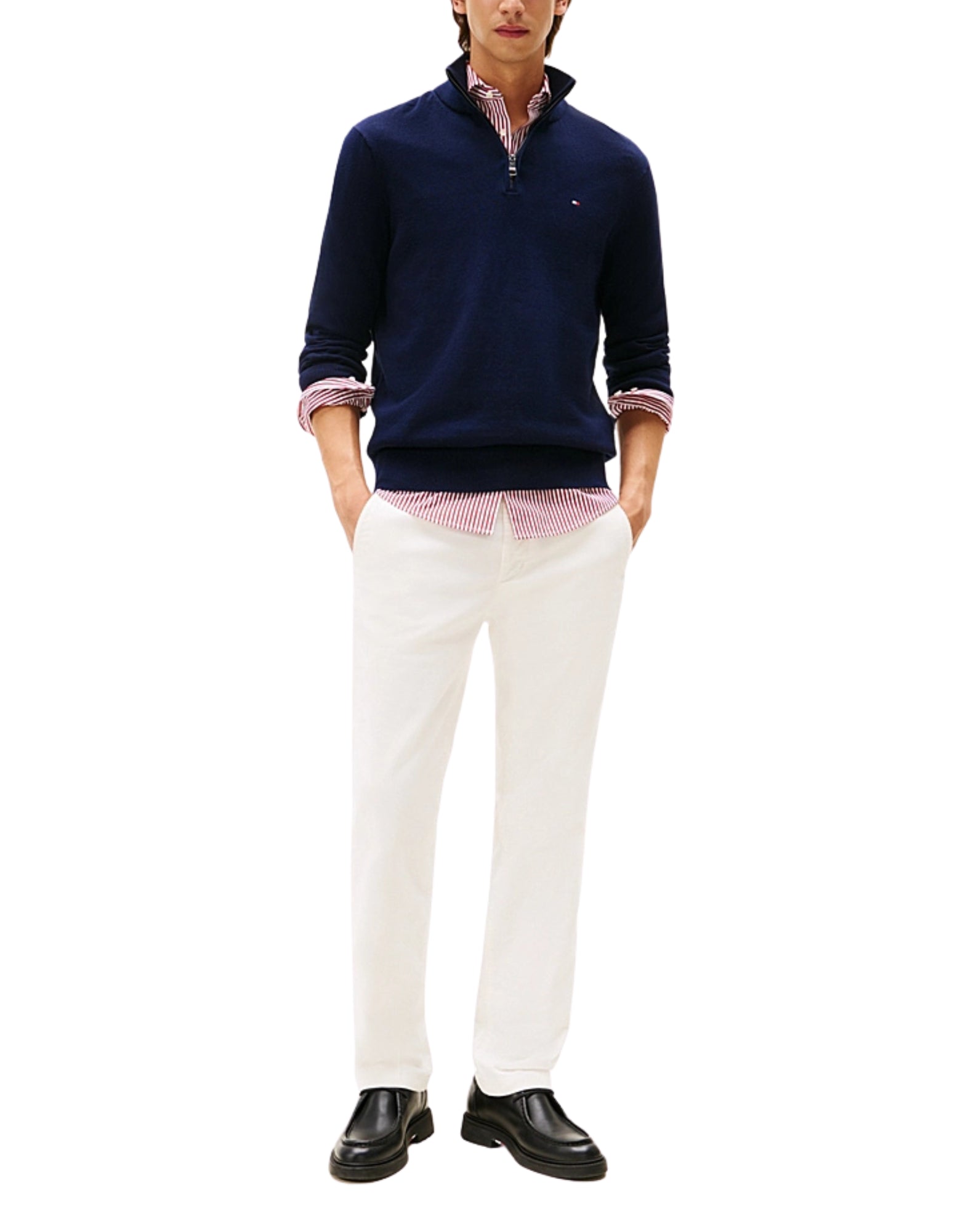 28049 DW5 BLU ZIP FINTO CASHMERE - Maglieria - TOMMY HILFIGER