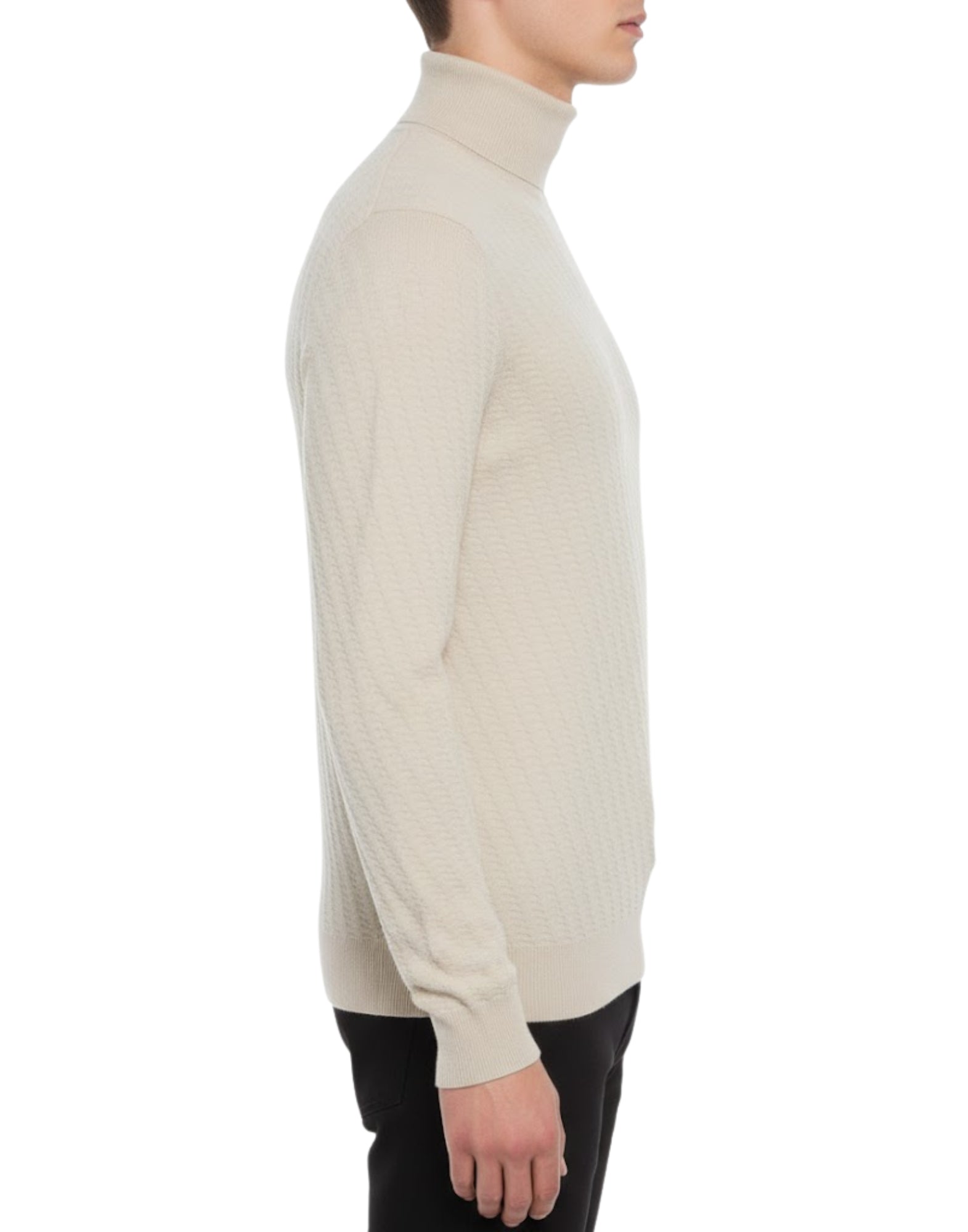 Paolo Pecora Herr 16-Gauge ulltröja med mock-neck – Cream A034-1342 BEIGE TRÖJA