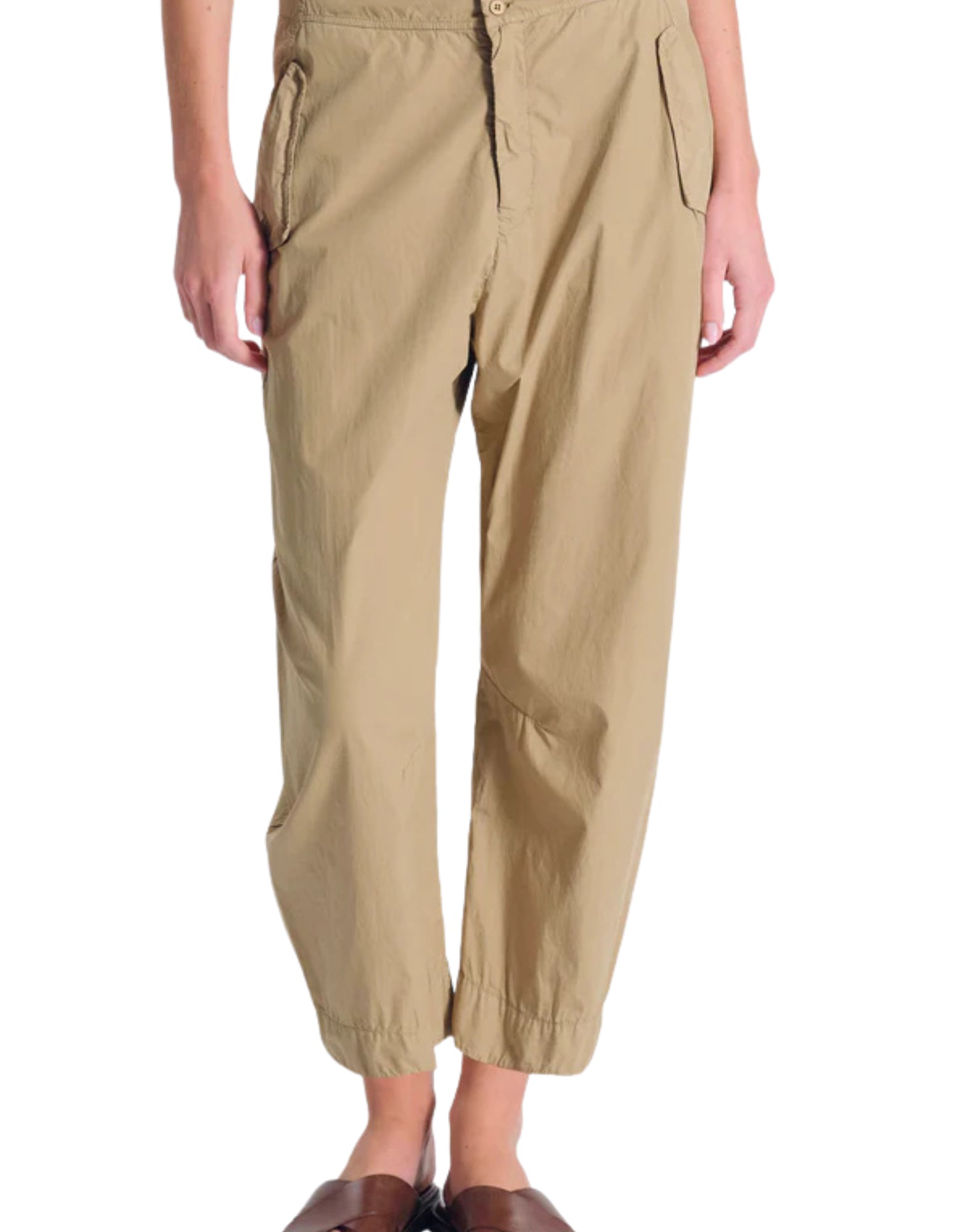 Transit Pantalon ample pour femme en popeline de coton Nut fabriqué en Italie CFDTRCN231 NUT