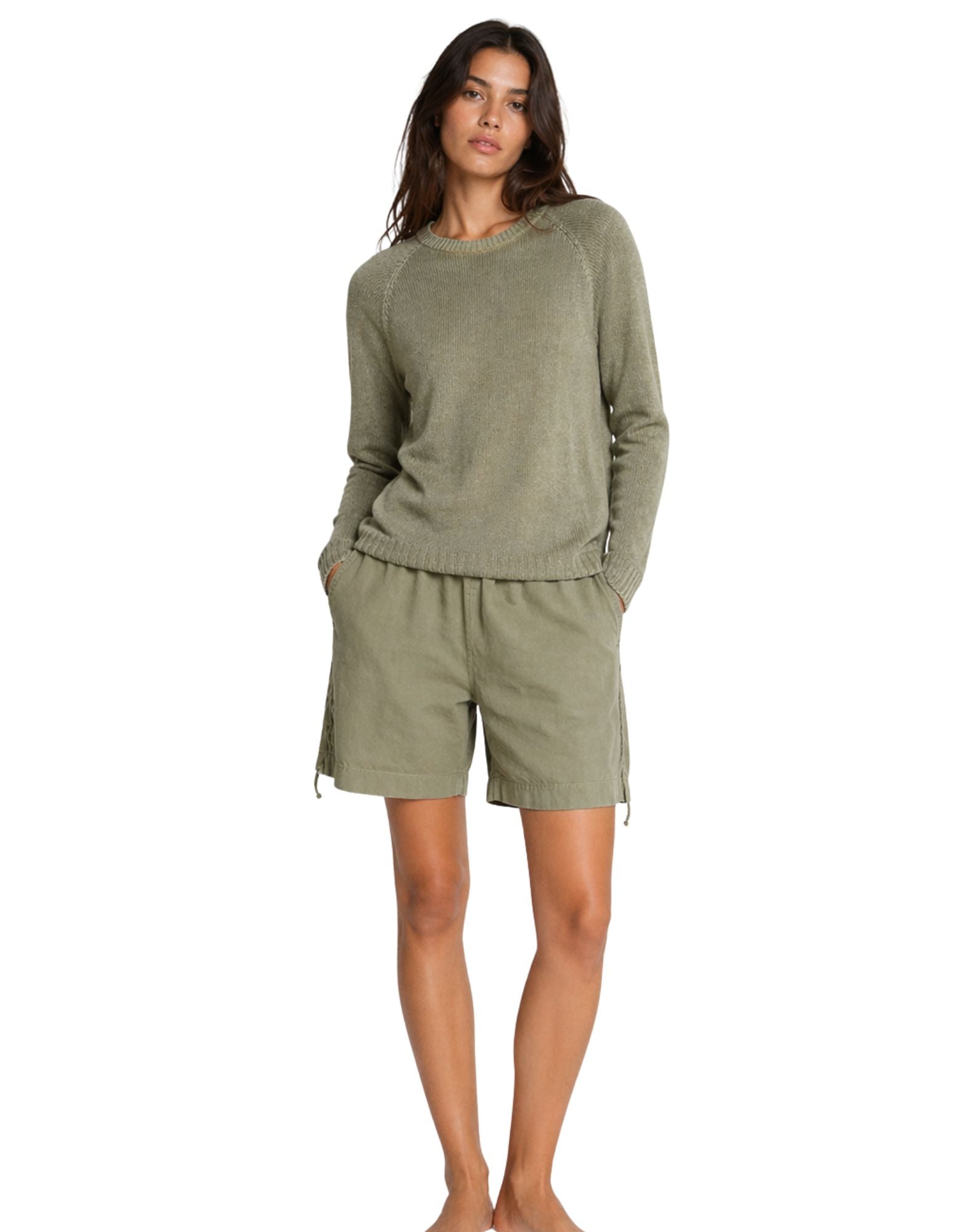 Origin of Line Olive Raglan Hemp Knit Made in Italy S26V03 05 OLIVA RAGLAN