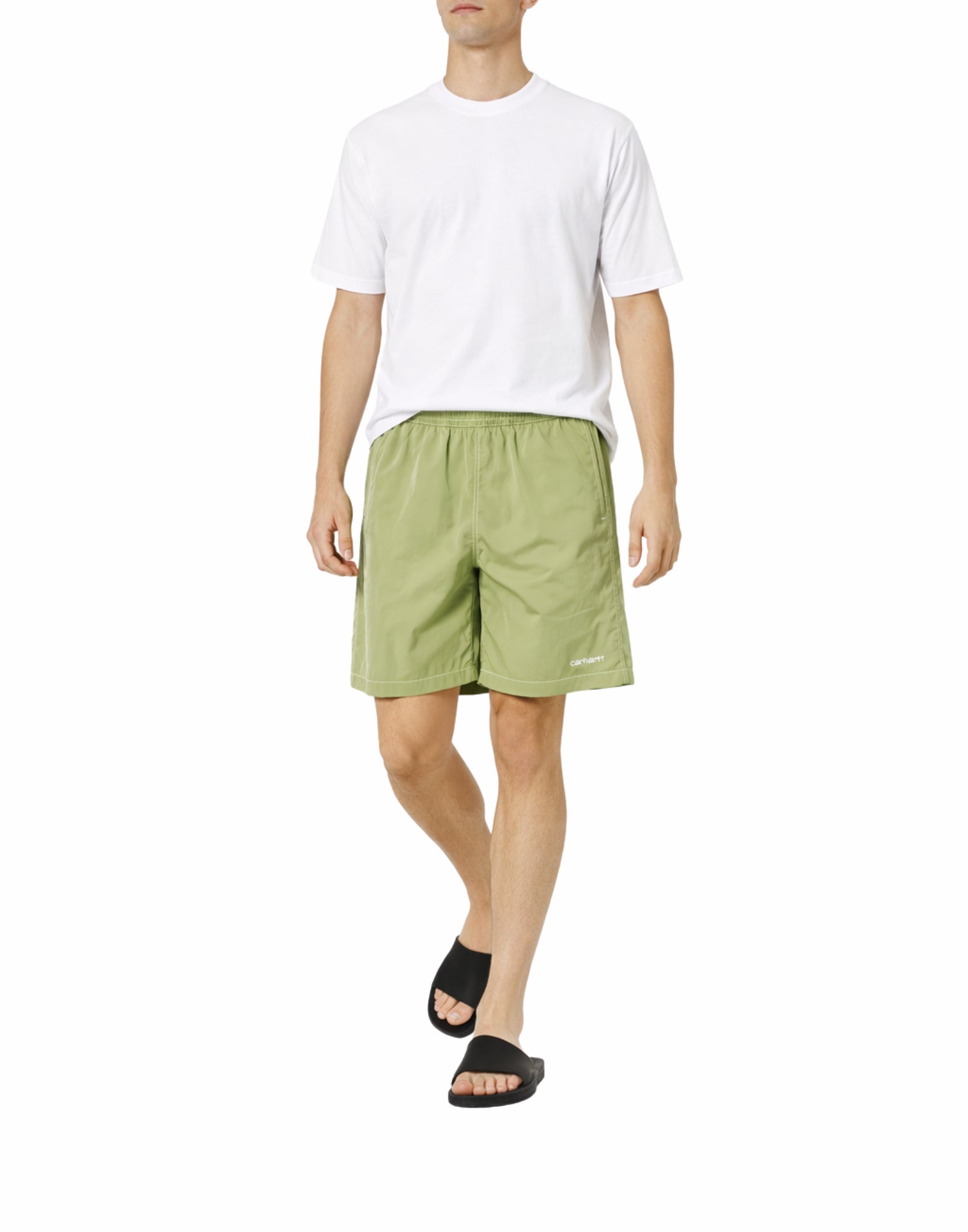 Carhartt WIP Canby Swim Trunks – Waterproof Nylon Taffeta Swim Shorts Gentle Green/White Man I034570 3N8XX