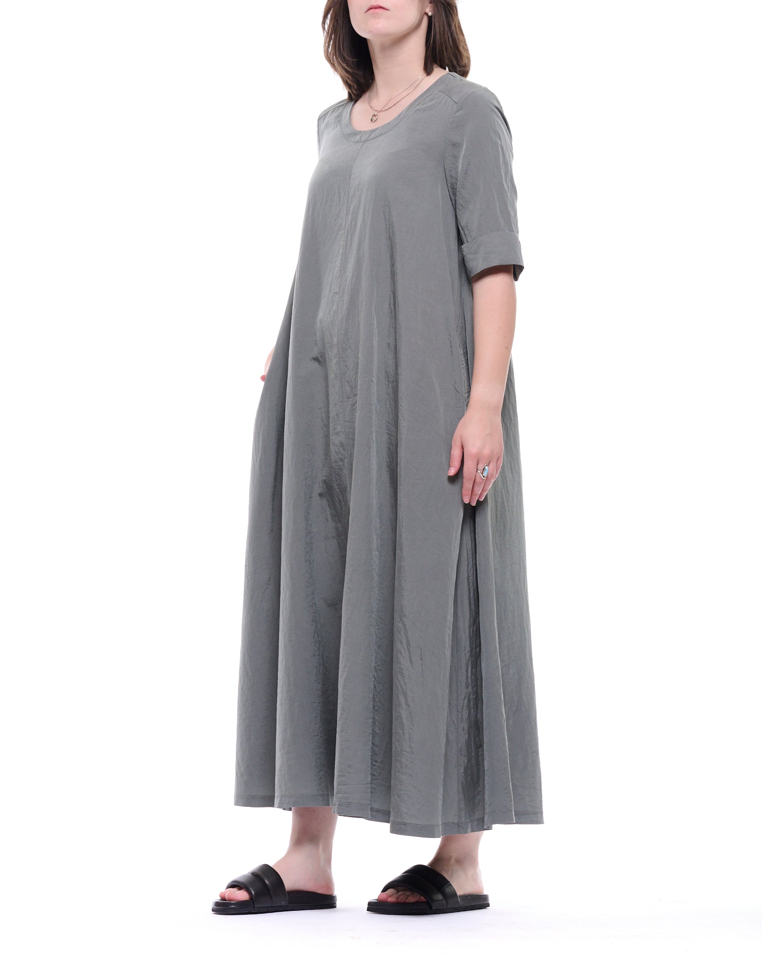 Transit Vestido largo de mujer verde en mezcla de seda CFDTRCV315 04 GREEN