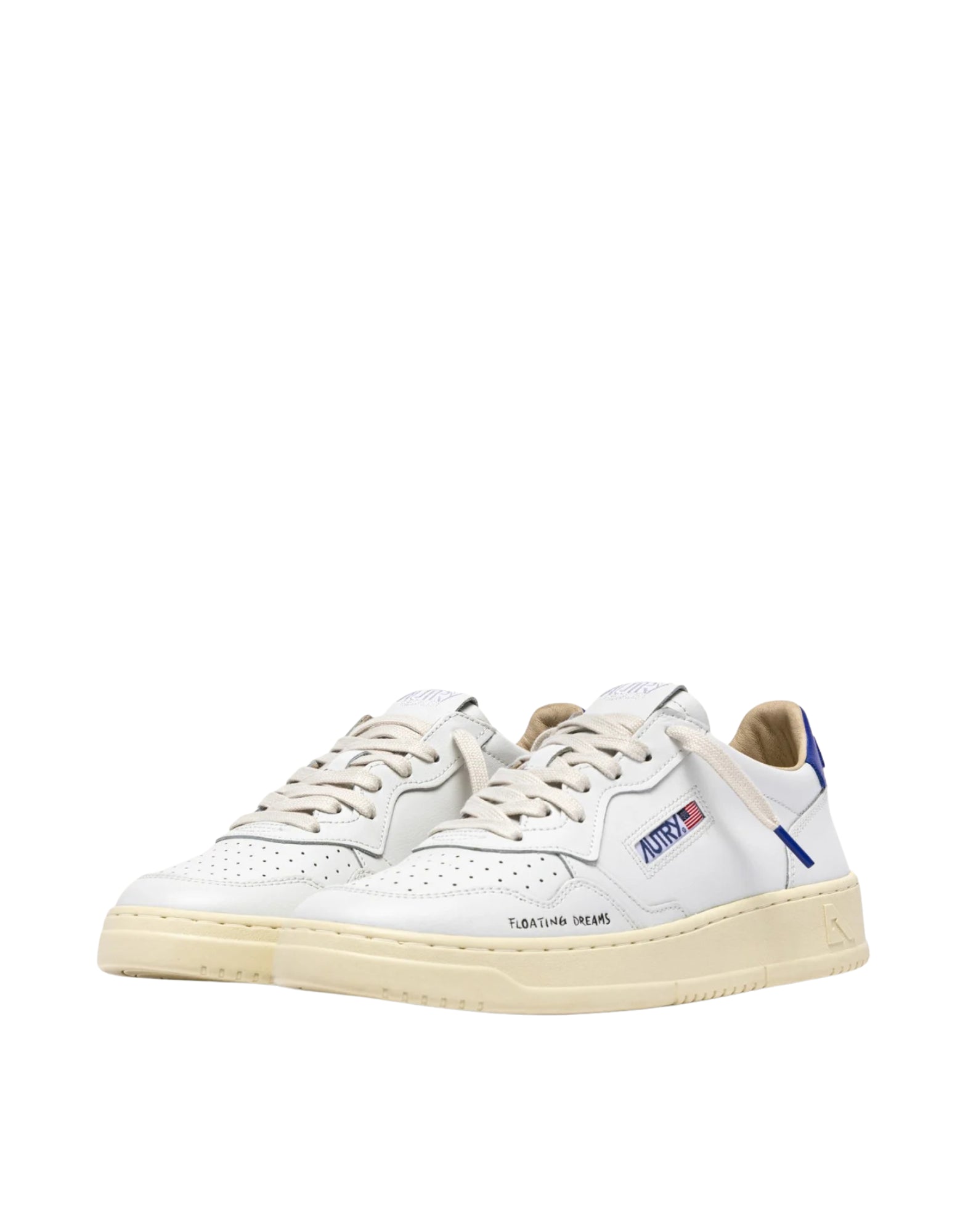 Autry Medalist Low Men’s Sneakers in White Leather and Beaucoup Blue AULM DL01 WHT/BEABL MEDALIST