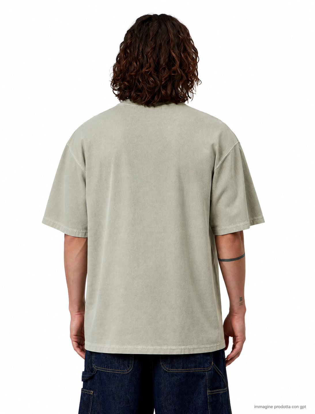 Loose Pocket T-Shirt Organic Cotton Single Jersey Shady Green garment dyed