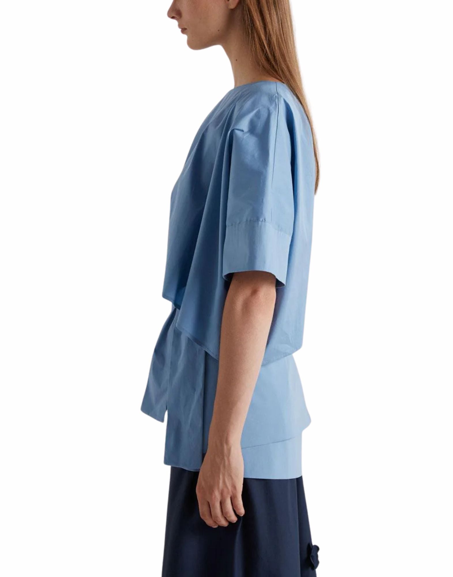 Meimeij Jasper Tie Blouse Cotton Blend Women E6/I/M6EB17 887 BLU JASPER