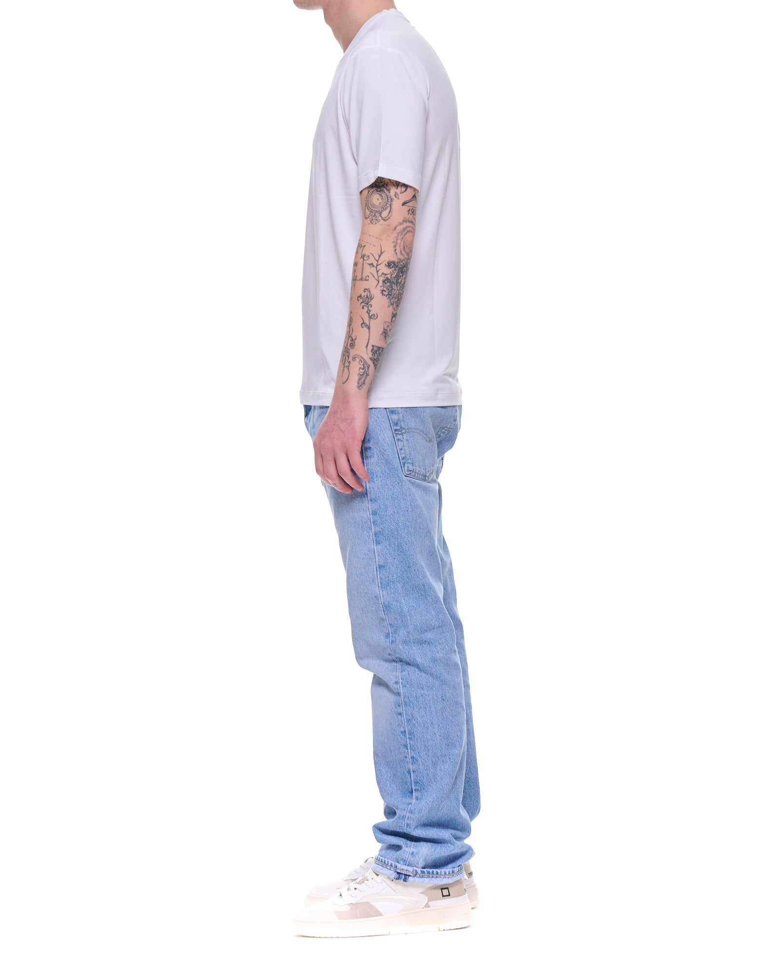 تي شيرت Blauer Jason Logo تي شيرت أبيض بصري قابل للتمدد للرجال بقصة ضيقة 26SBLUH02541-007608 100 JASON