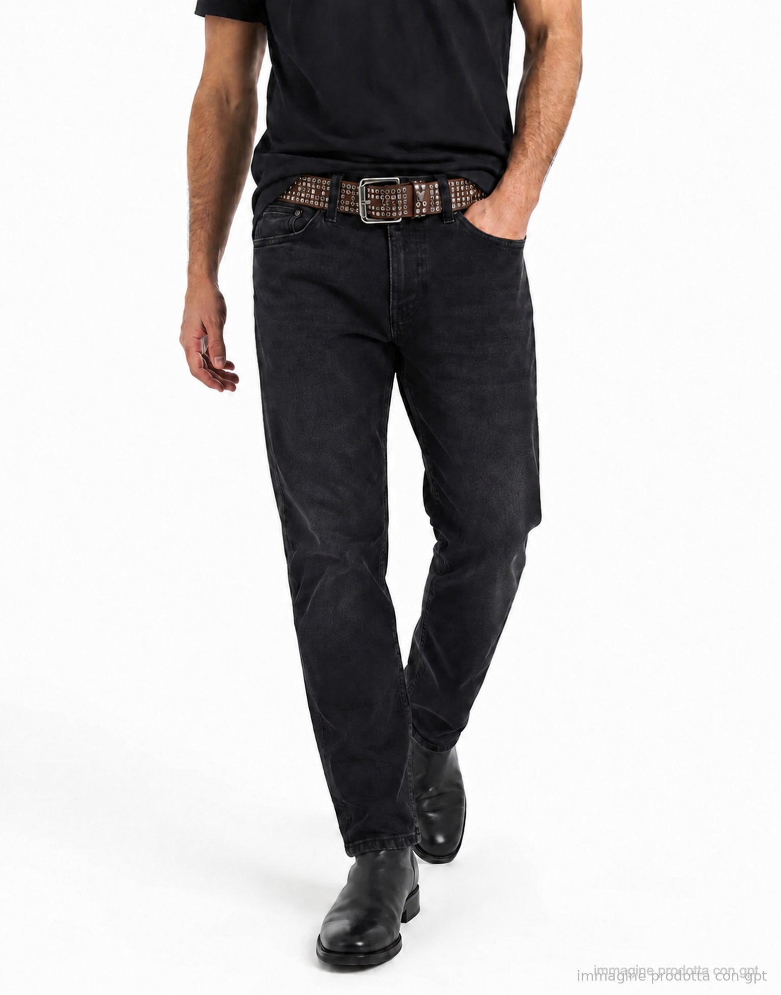 Belt with Multi Studs Brown