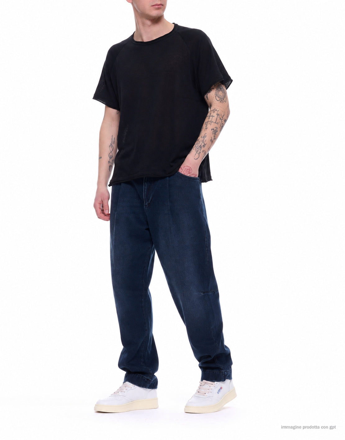 Tela Cruda Men’s Black Cotton T-Shirt TNMC0006 9015 BLACK