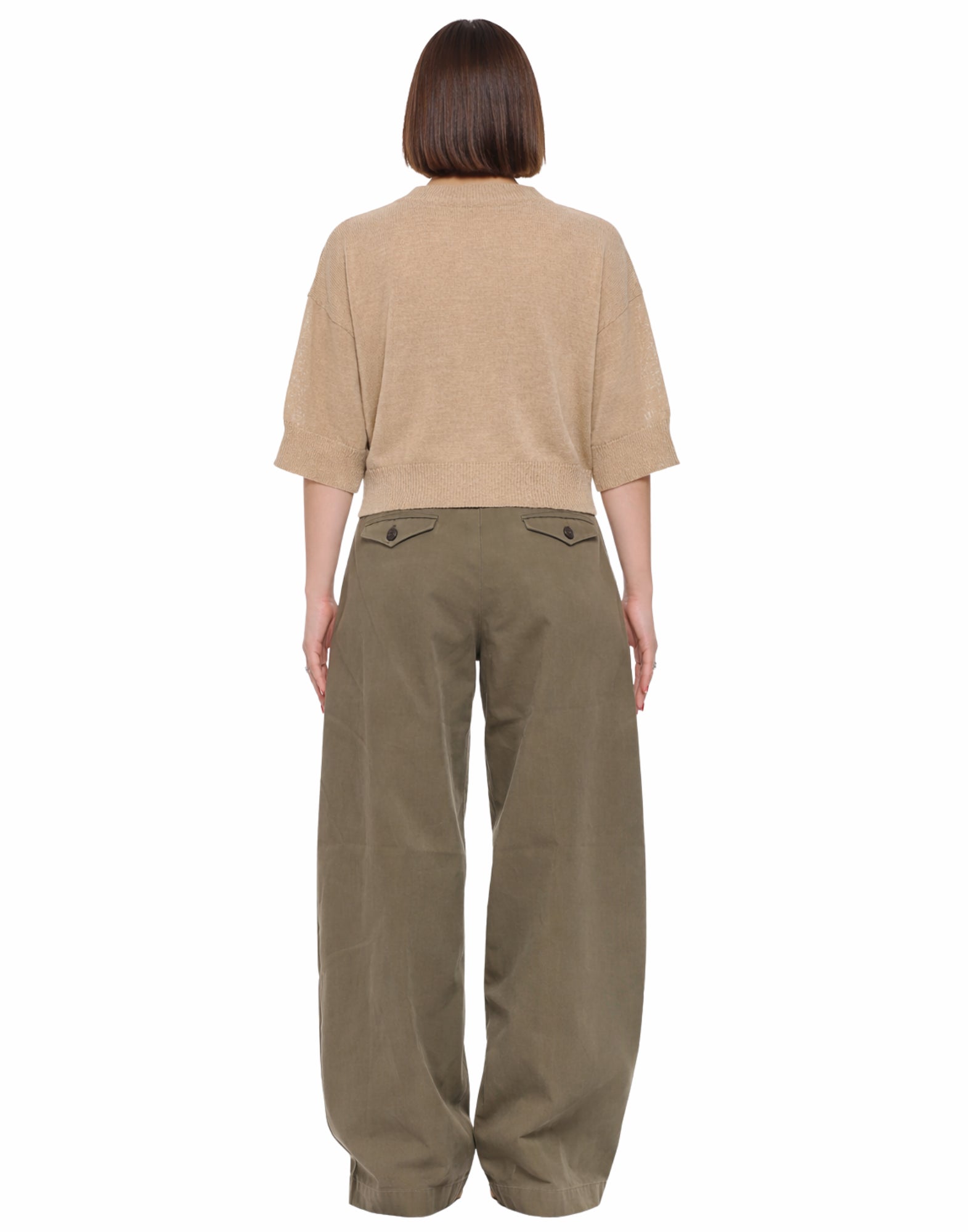 Laboratorio Women’s Safari Crop Knit in Cotton Blend with Crew Neck JO4641 3530