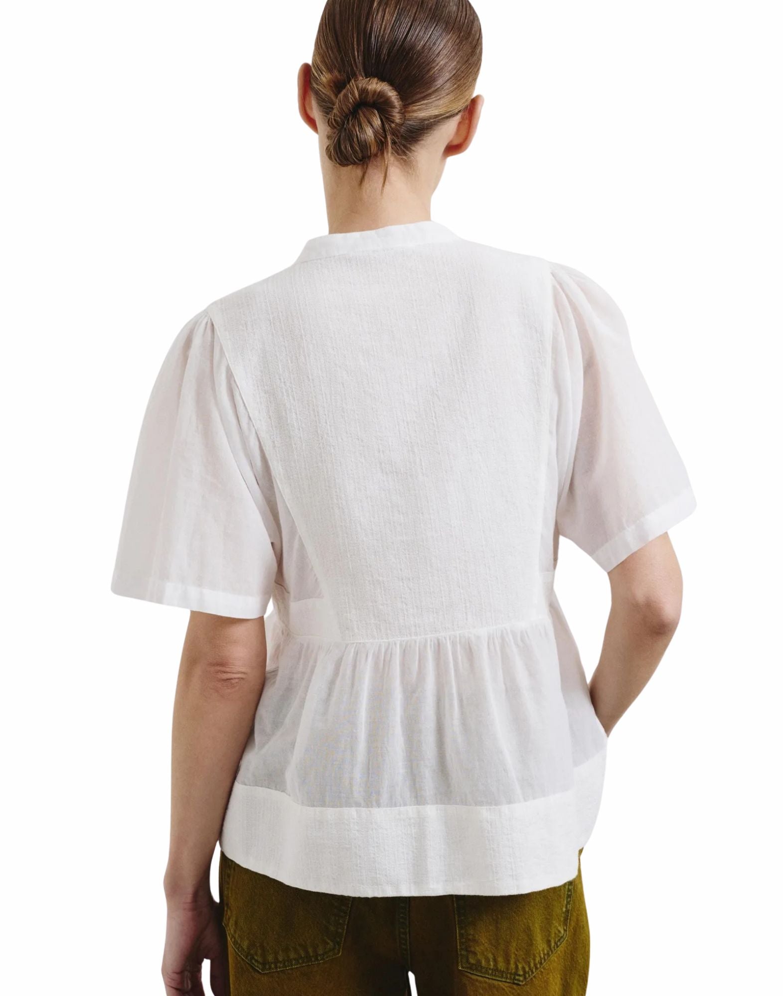 Pomandère soft cotton blouse in Latte for women Made in Italy 261-9496/11639 110 LATTE