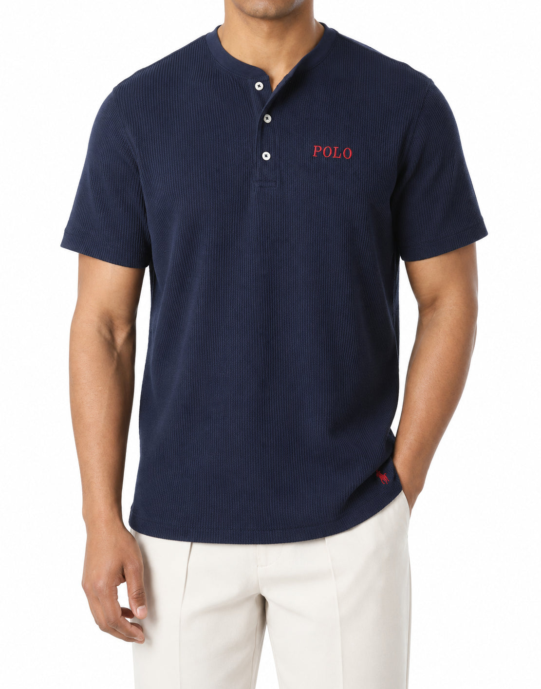 Camiseta Henley clásica azul marino
