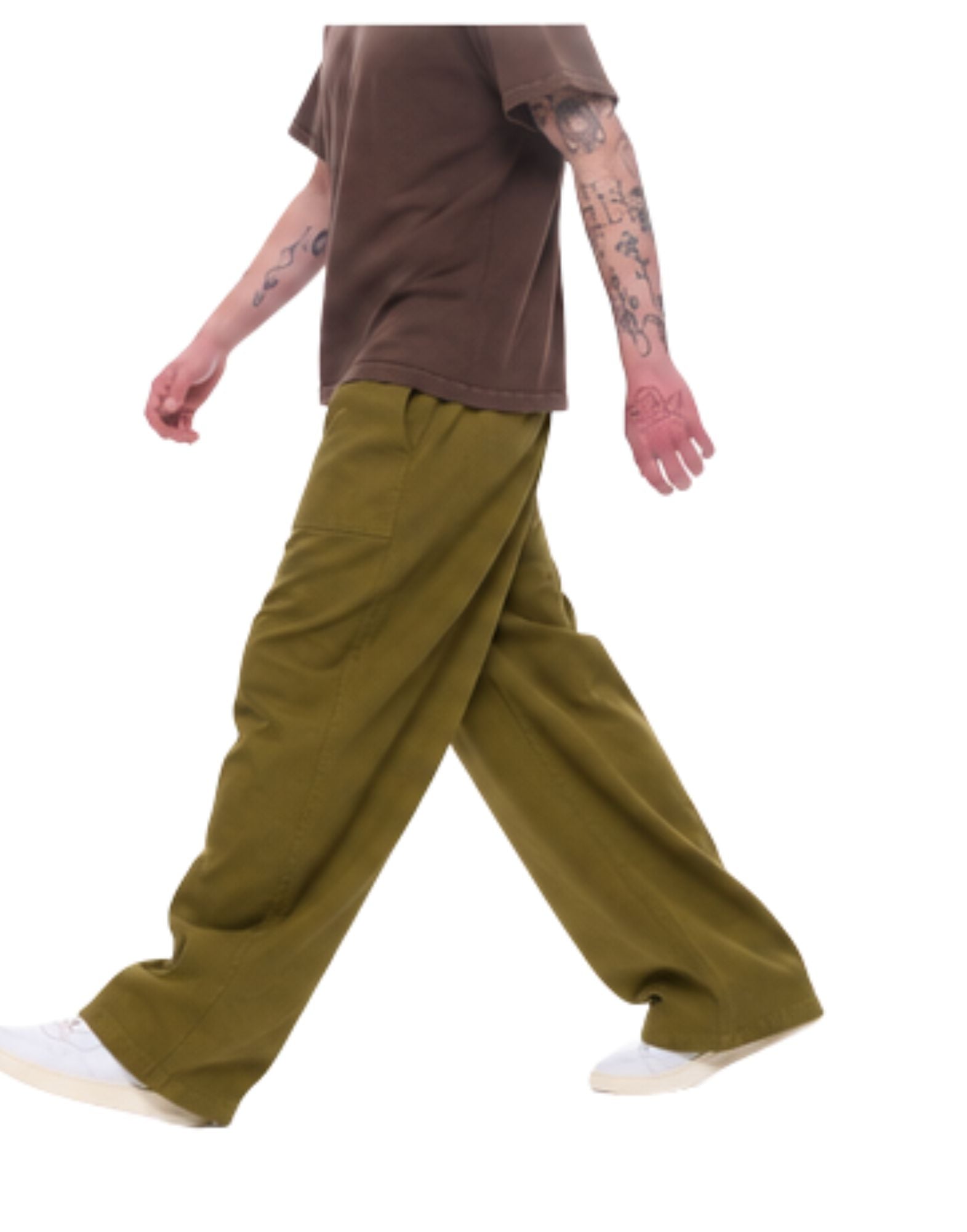 Cellar Door Pantalon réplique vintage surdimensionné Sasha en coton lavé unisexe 910550 F126 72 VERT