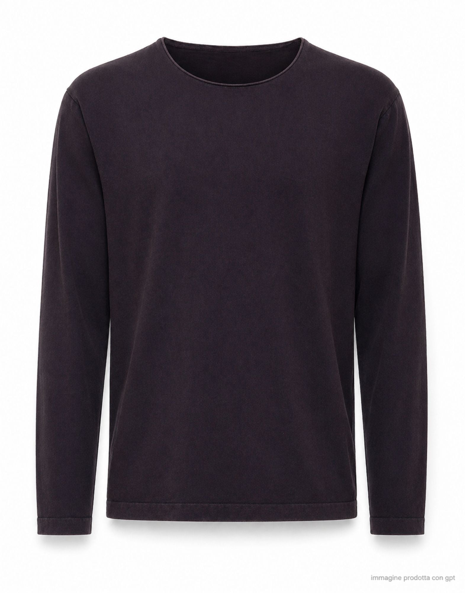 Fabrizio del Carlo Men’s Round Neck Lightweight Cotton Long Sleeve Top, Dark Brown, Regular Fit, Made in Italy FF3056 CC13-135