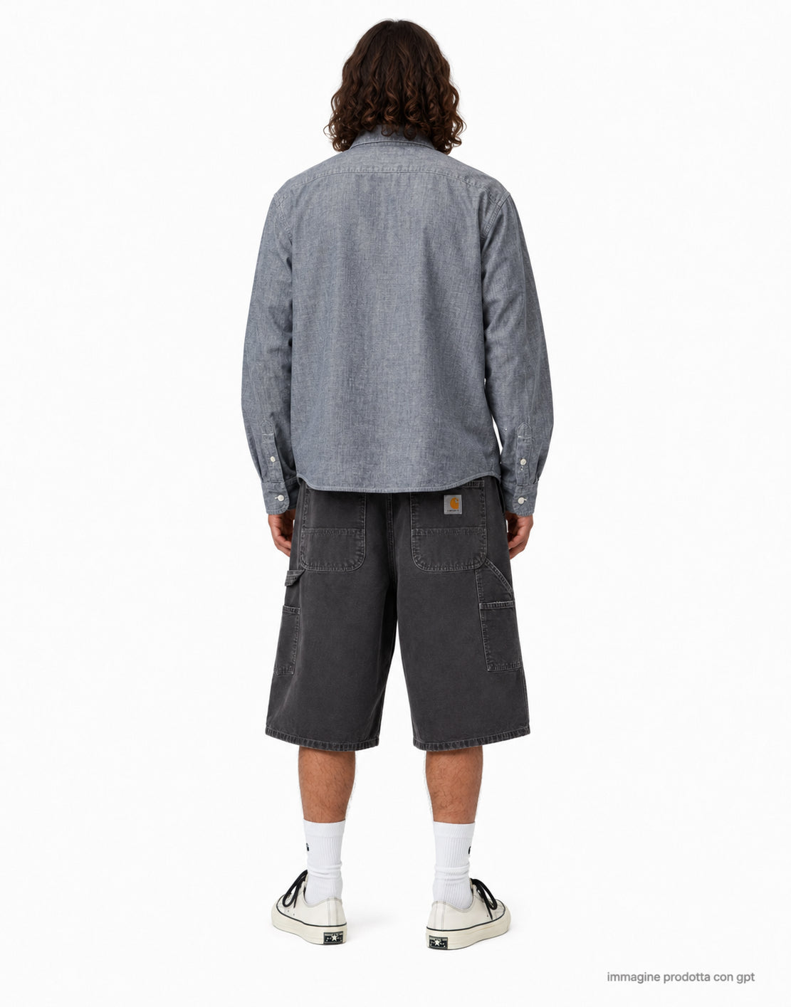 OG Double Knee Short Organic Cotton Dearborn Canvas, Black destroy wash