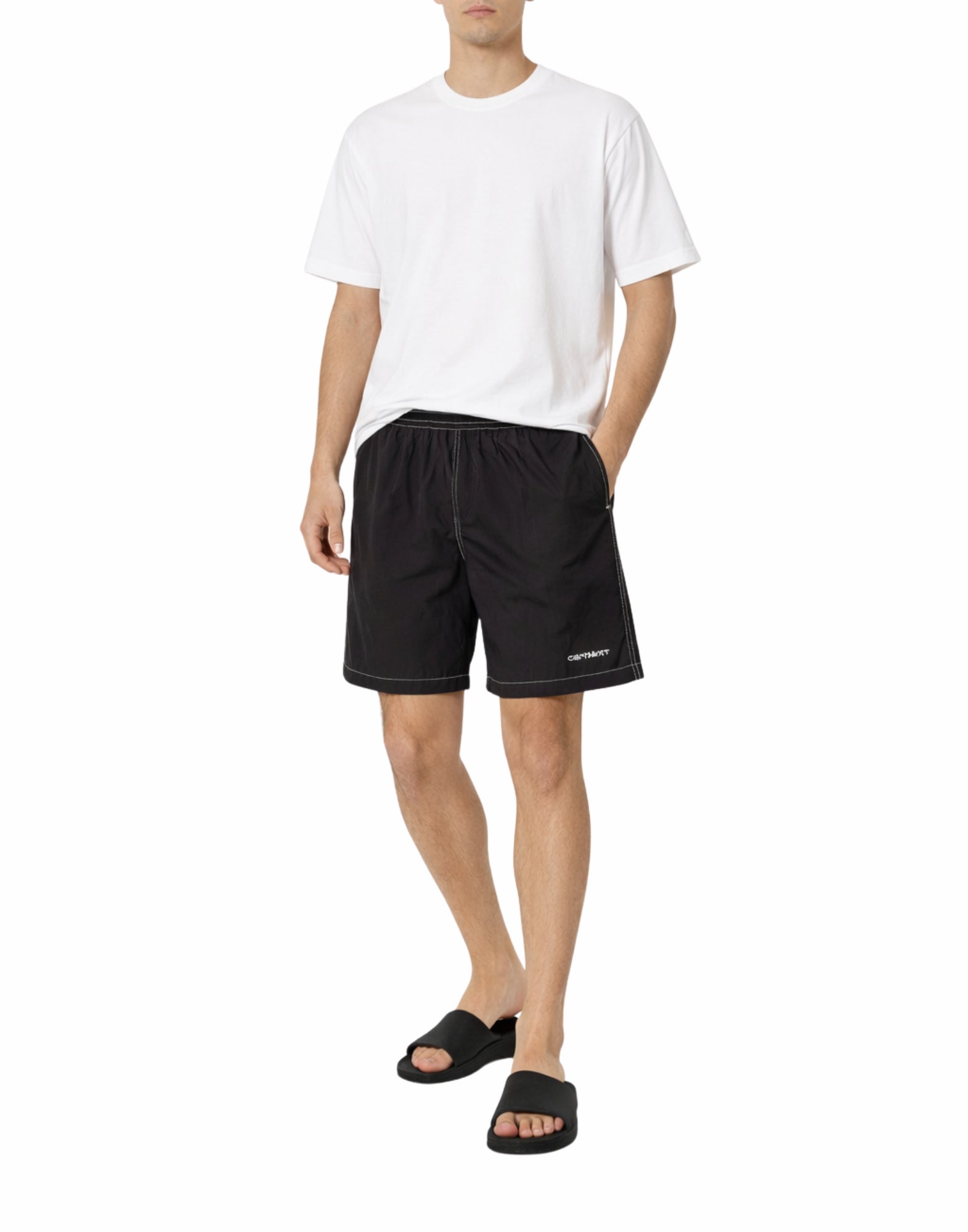 Carhartt WIP Canby Swim Trunks – Nylon Taffeta Swim Shorts Black/White Man I034570 0D2XX
