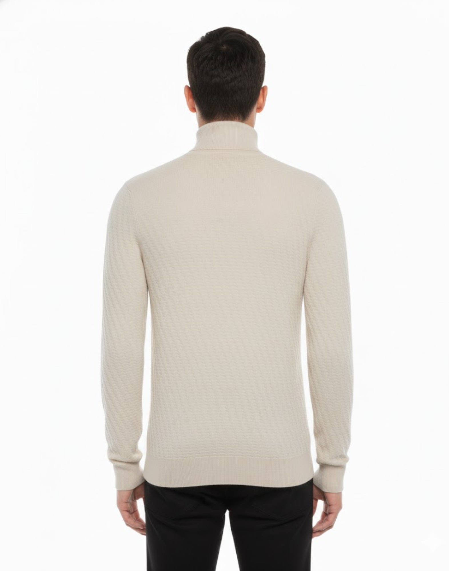 Paolo Pecora Herr 16-Gauge ulltröja med mock-neck – Cream A034-1342 BEIGE TRÖJA