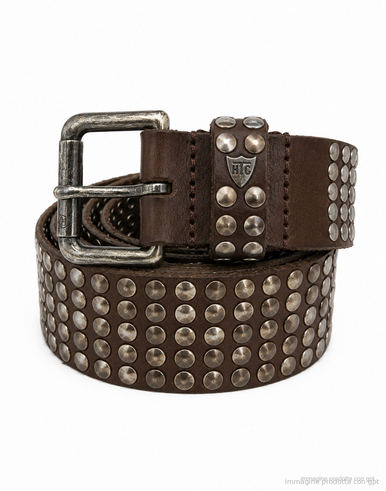 Belt with Multi Studs Brown