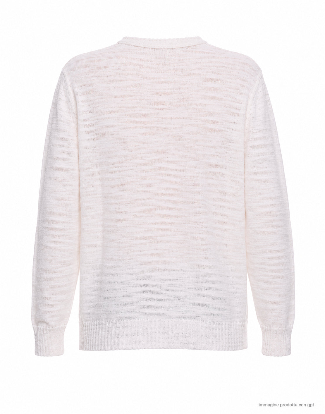 Atomofactory Jersey de hombre en mezcla de lino con cuello redondo flameado blanco PE26AFU19 01 WHITE