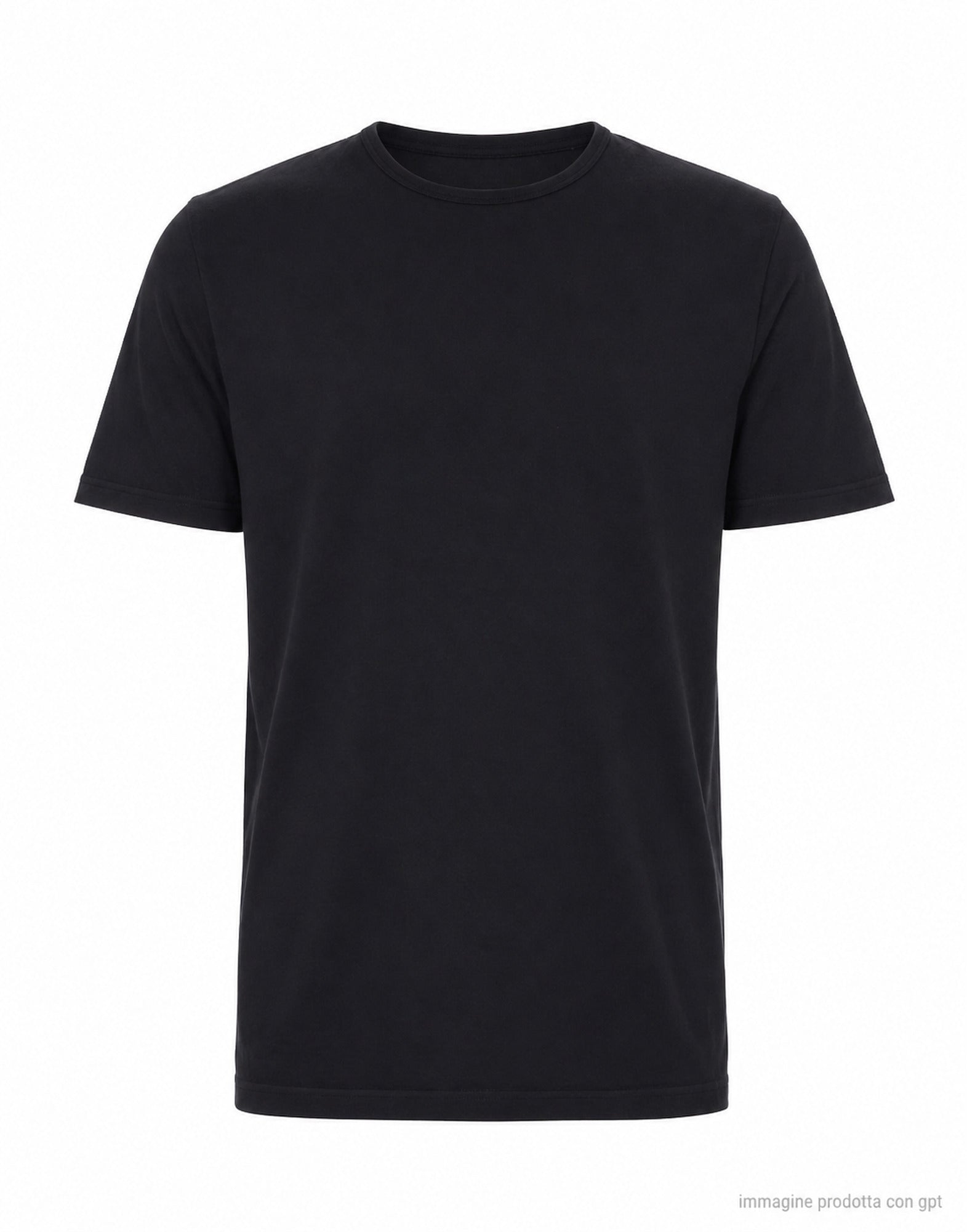 Fabrizio del Carlo Men’s Round Neck Cotton T-Shirt Black Made in Italy FF3021 CC05-52 BLACK