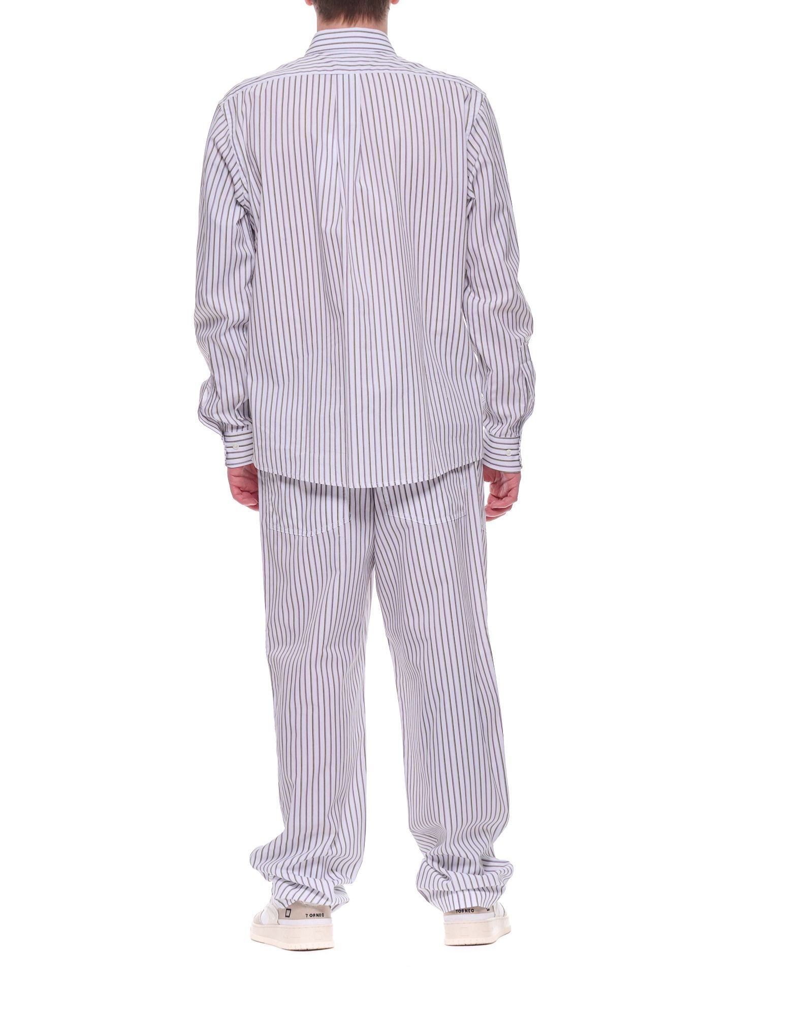 Cellar Door Sage Men’s Striped Cotton Shirt Multicolor Regular Fit Made in Italy 150616 C319 101 SAGE