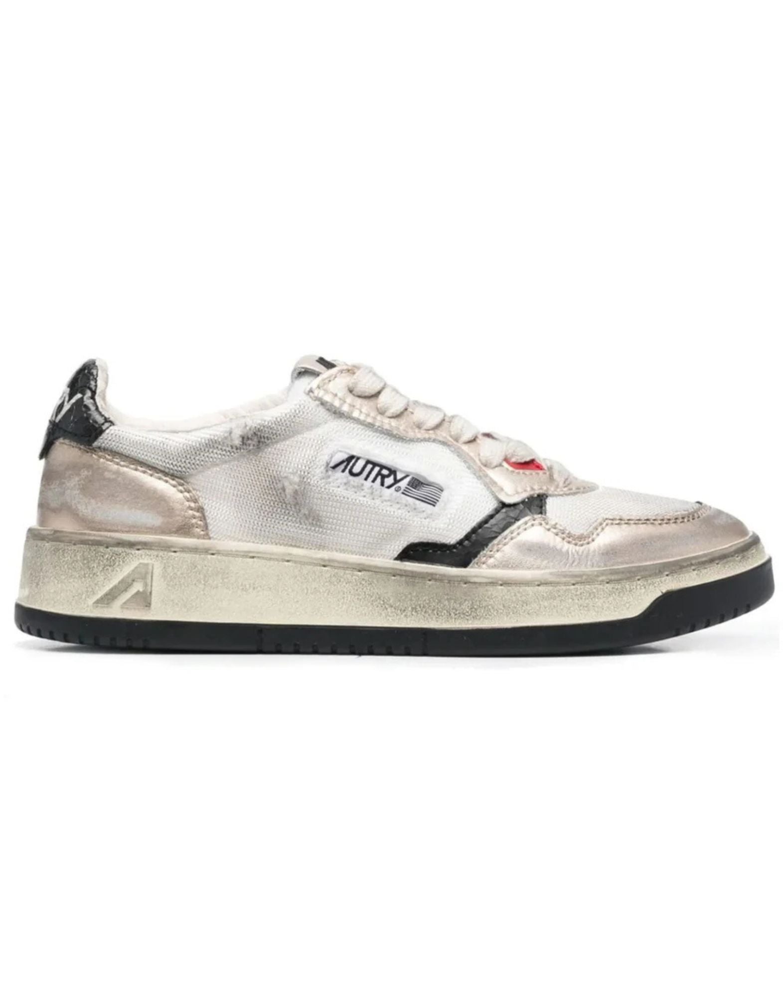 Autry Sup vint low wom Sneakers in Calf Leather WHT/GOLD for Women AVLW MS09 WHT/GOLD