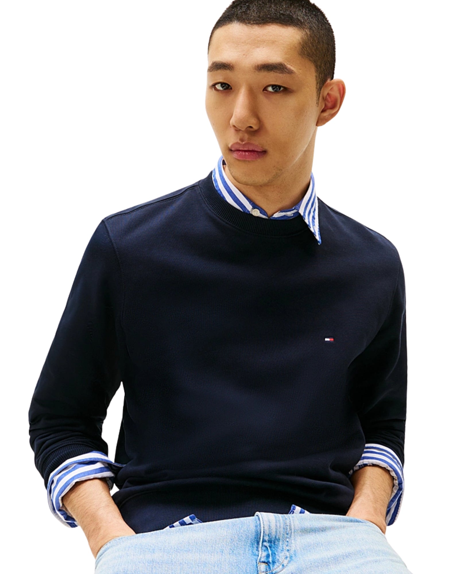 Tommy Hilfiger Essential Terry Crewneck Men’s Sweatshirt White MW0MW37237 DW5