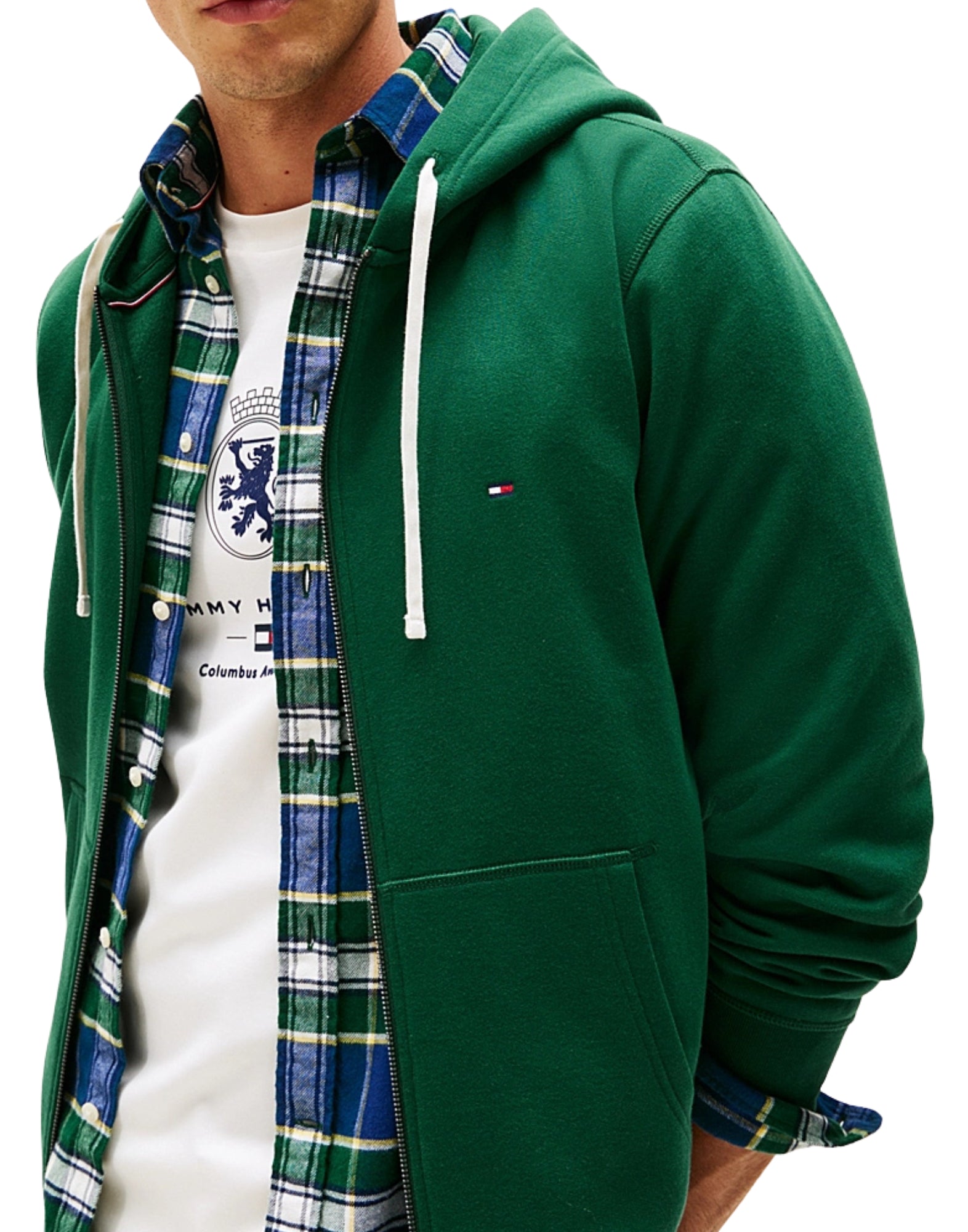 37234 L6K FELPA VERDE ZIP - Felpe - TOMMY HILFIGER