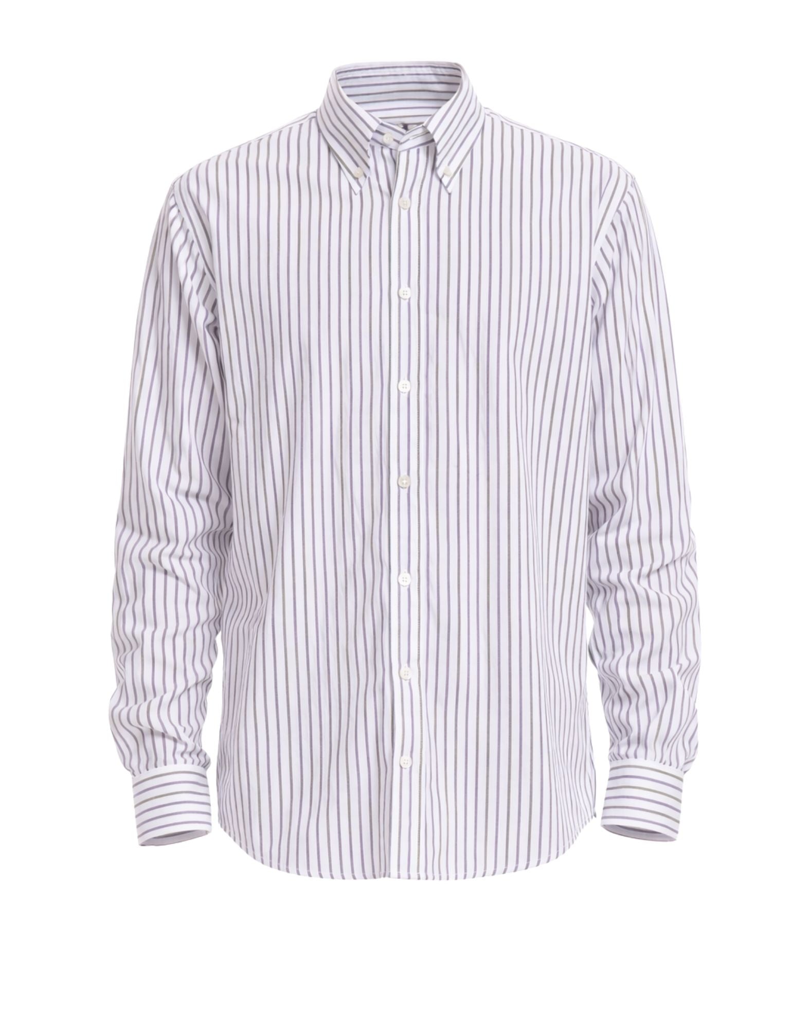 Cellar Door Sage Men’s Striped Cotton Shirt Multicolor Regular Fit Made in Italy 150616 C319 101 SAGE