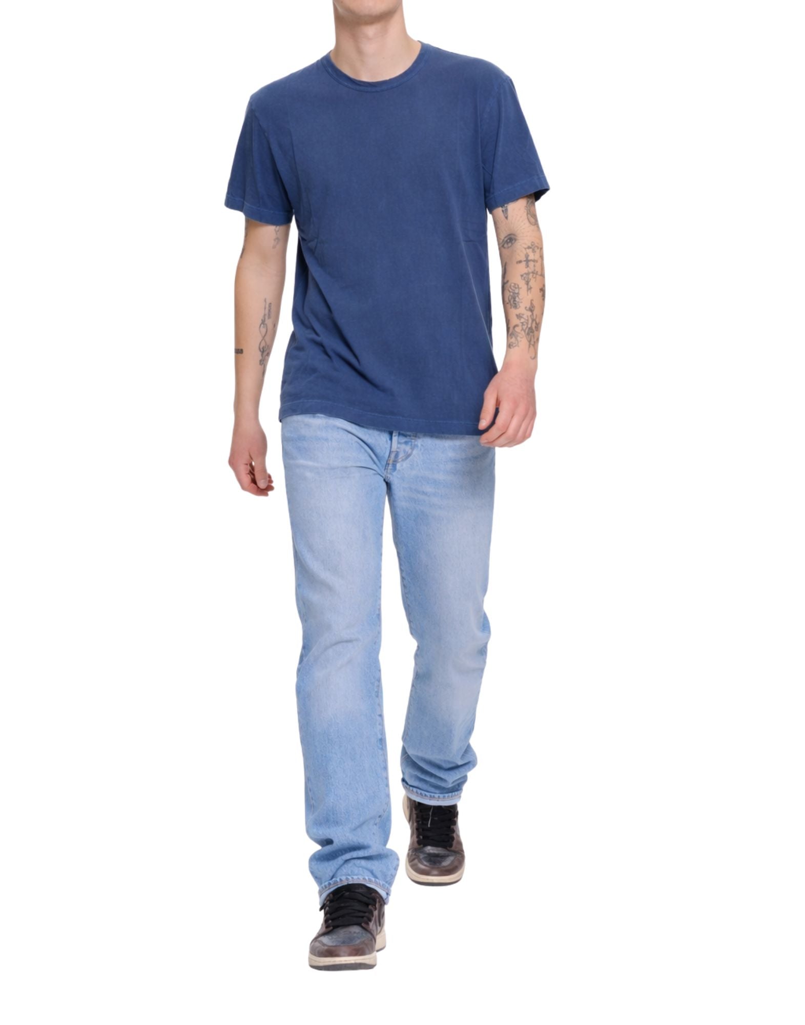 James Perse Herr Lake Blue T-shirt i bomull med rund hals MLJ3311 LKEP PIGMENT